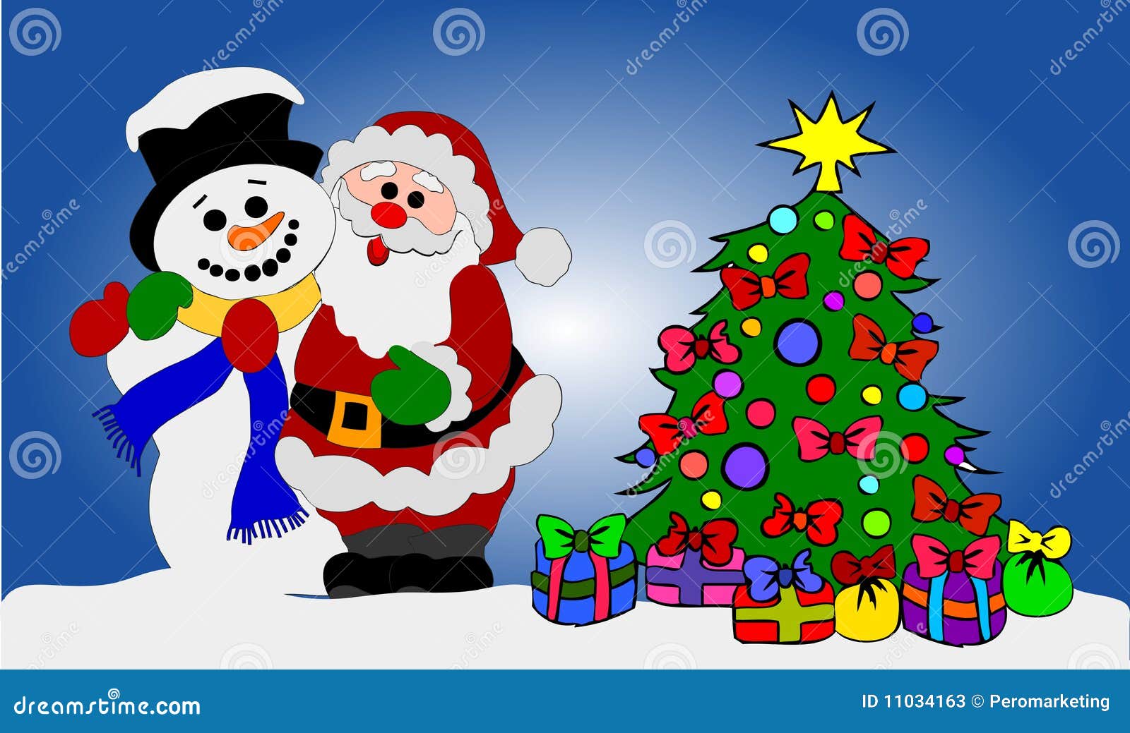 Il Babbo Natale E Pupazzo Di Neve Illustrazione Vettoriale