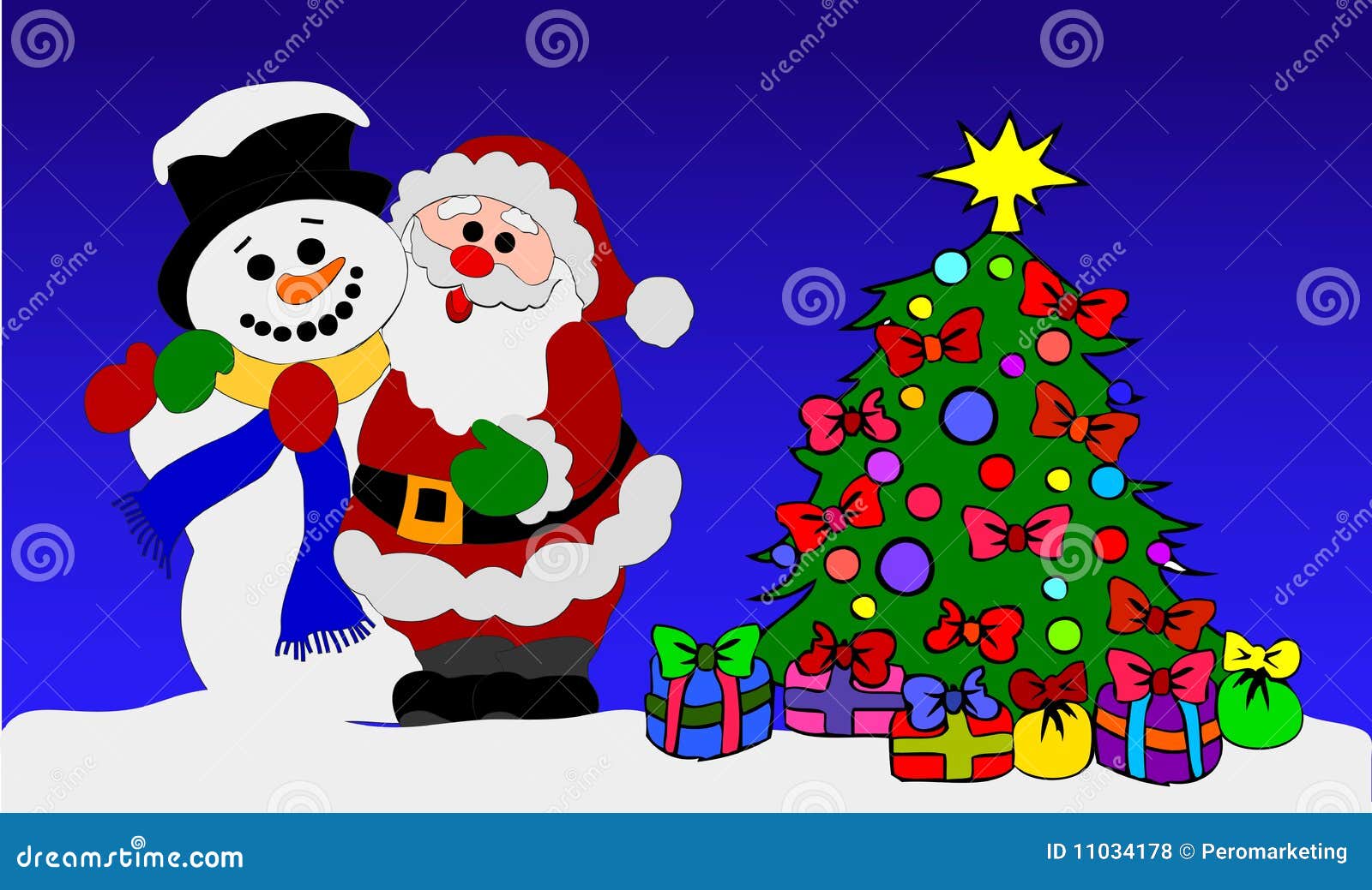 Il Babbo Natale e pupazzo di neve con l albero di Natale