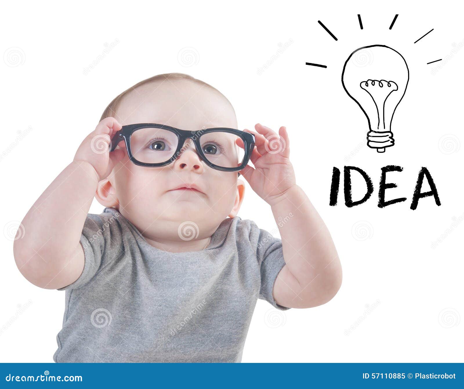 Il Bambino Astuto Con I Vetri Ha Un'idea Immagine Stock - Immagine ...