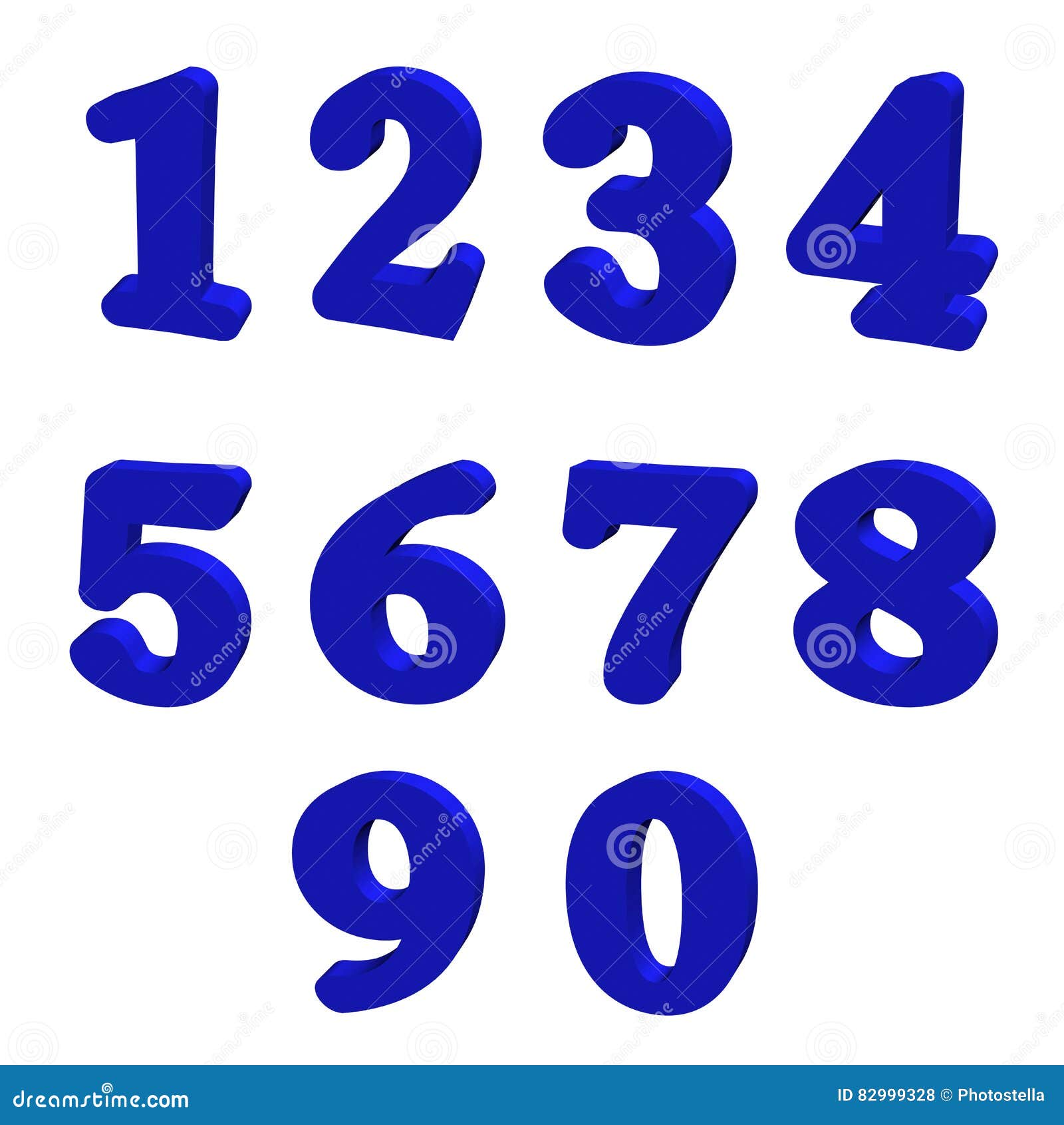 Il Blu Numera L'illustrazione 3D Illustrazione di Stock Illustrazione