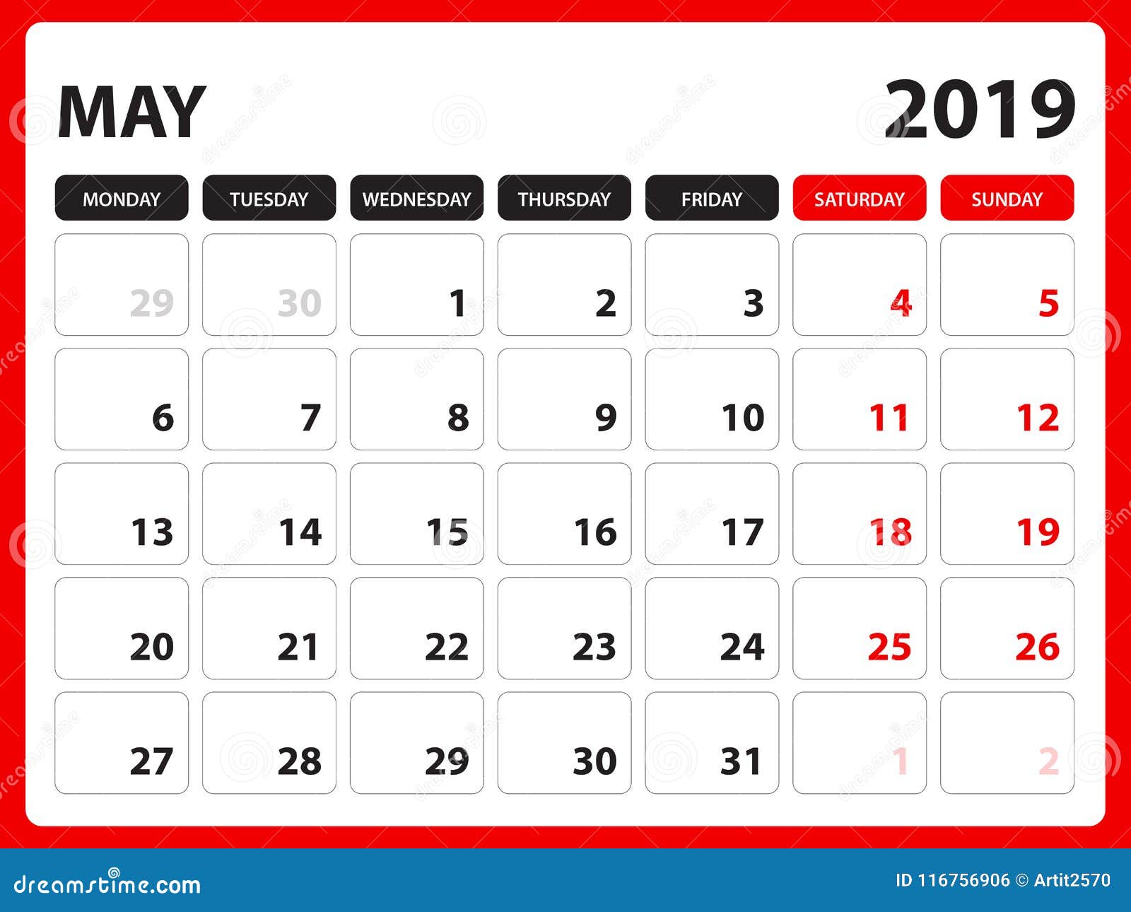 Il Calendario Da Scrivania Per Il Modello Il Maggio 19 Calendario Stampabile Modello Di Progettazione Del Pianificatore Sett Illustrazione Vettoriale Illustrazione Di Mese Scrittorio