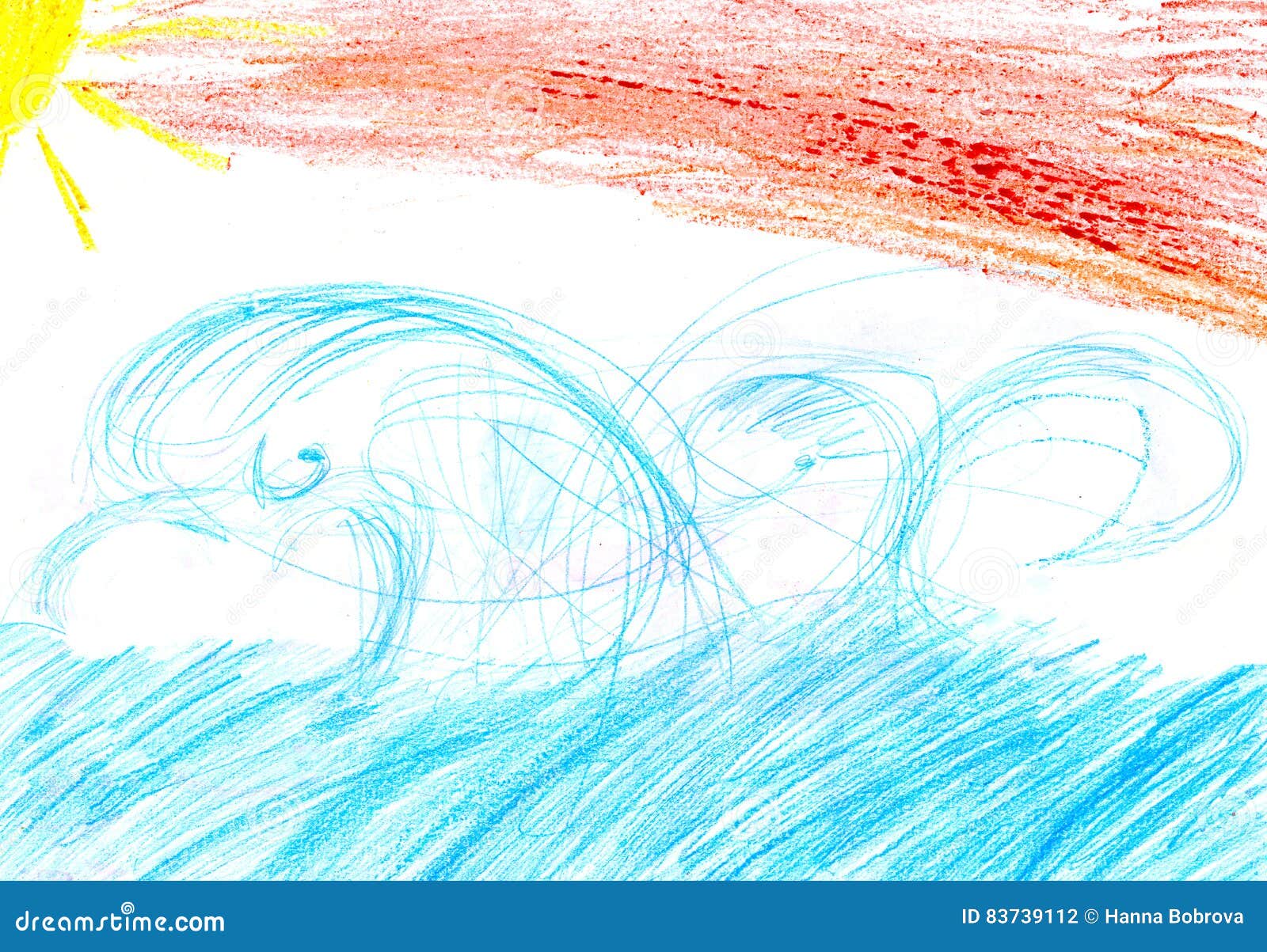 Il disegno del s del bambino di un sole del mare si appanna l alba del tramonto