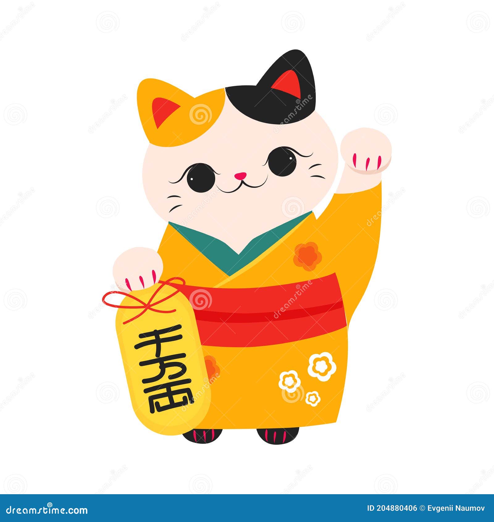 Il Giapponese Maneki Neko Con Zampa Bianca Gatta Giapponese Simbolo Di  Buona Fortuna E Ricchezza Tradizionale Souvenir Del Giappon Illustrazione  Vettoriale - Illustrazione di regalo, disegno: 204880406