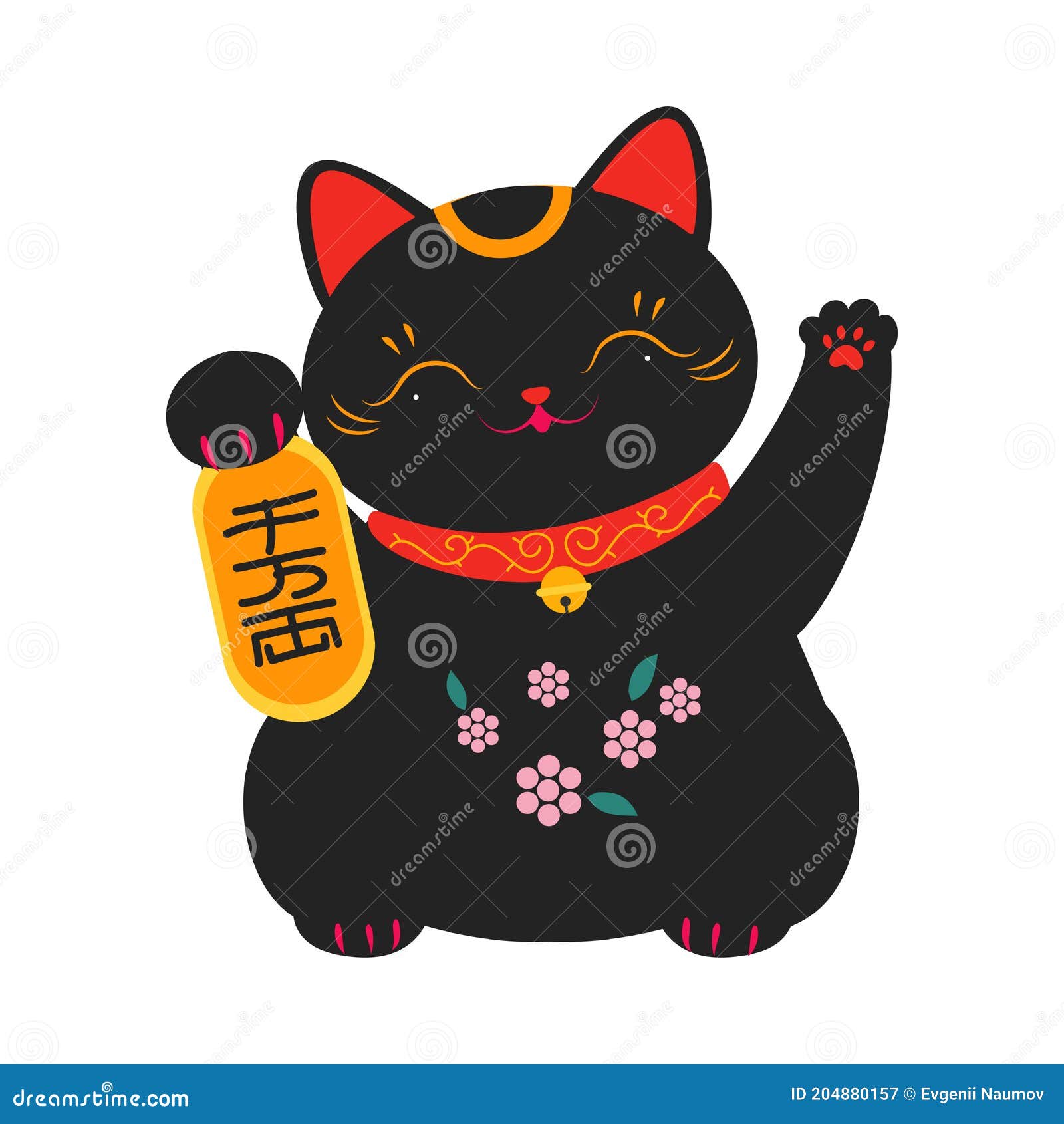 Il Giapponese Maneki Neko Japanese Simbolo Della Fortuna E Della Ricchezza  - Il Tradizionale Vettore Stile Cartoni Animati Di Gatt Illustrazione  Vettoriale - Illustrazione di regalo, carino: 204880157