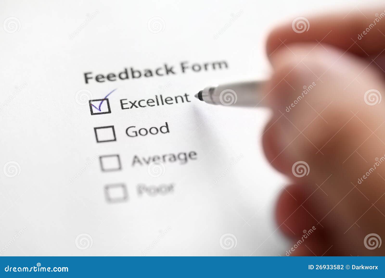 Il Modulo Di Risposte Ha Controllato Con Eccellente Fotografia Stock