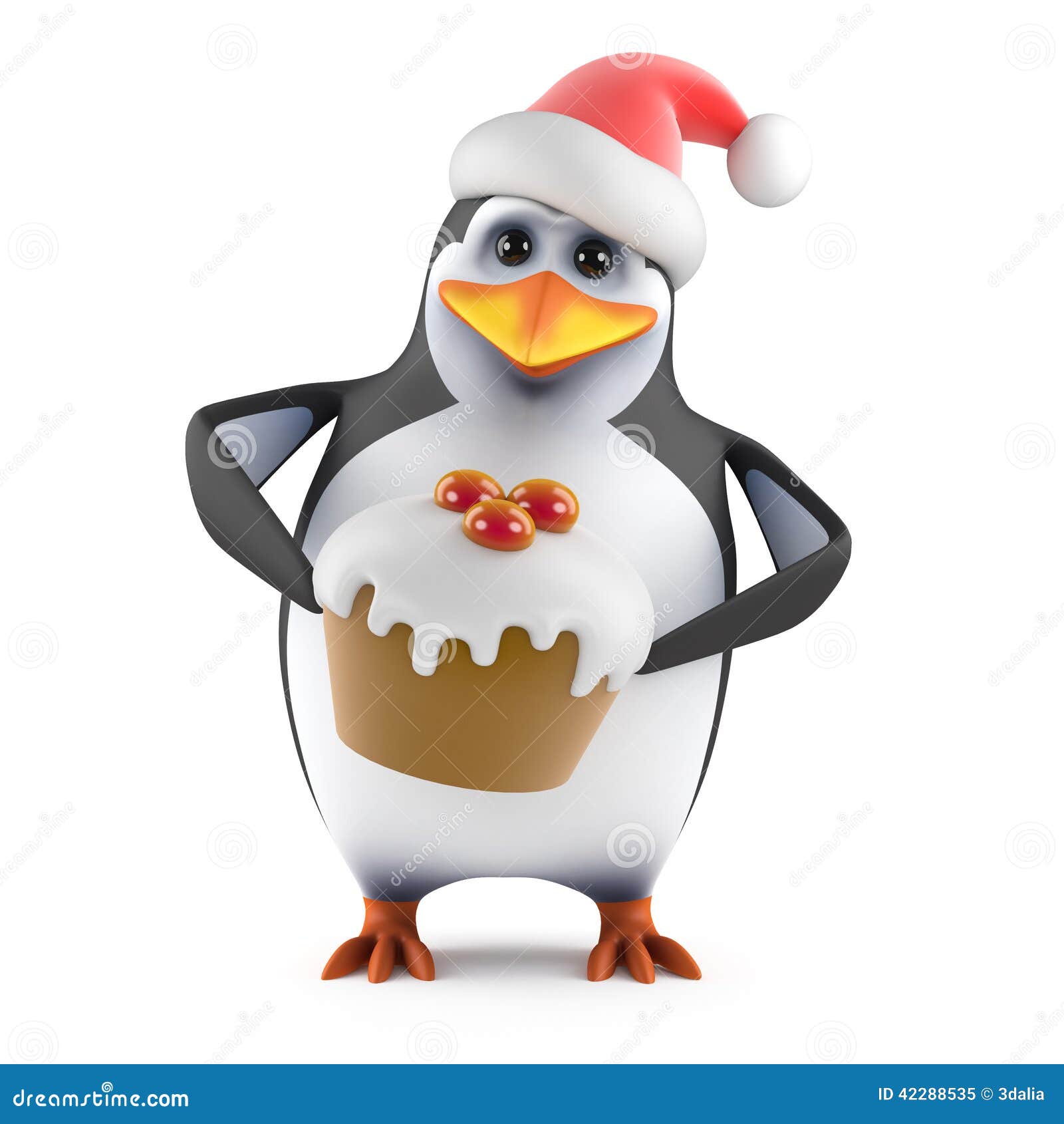 Il Pinguino Di 3d Santa Ha Un Dolce Saporito Di Natale Illustrazione Di Stock Illustrazione Di Freddo Simbolo