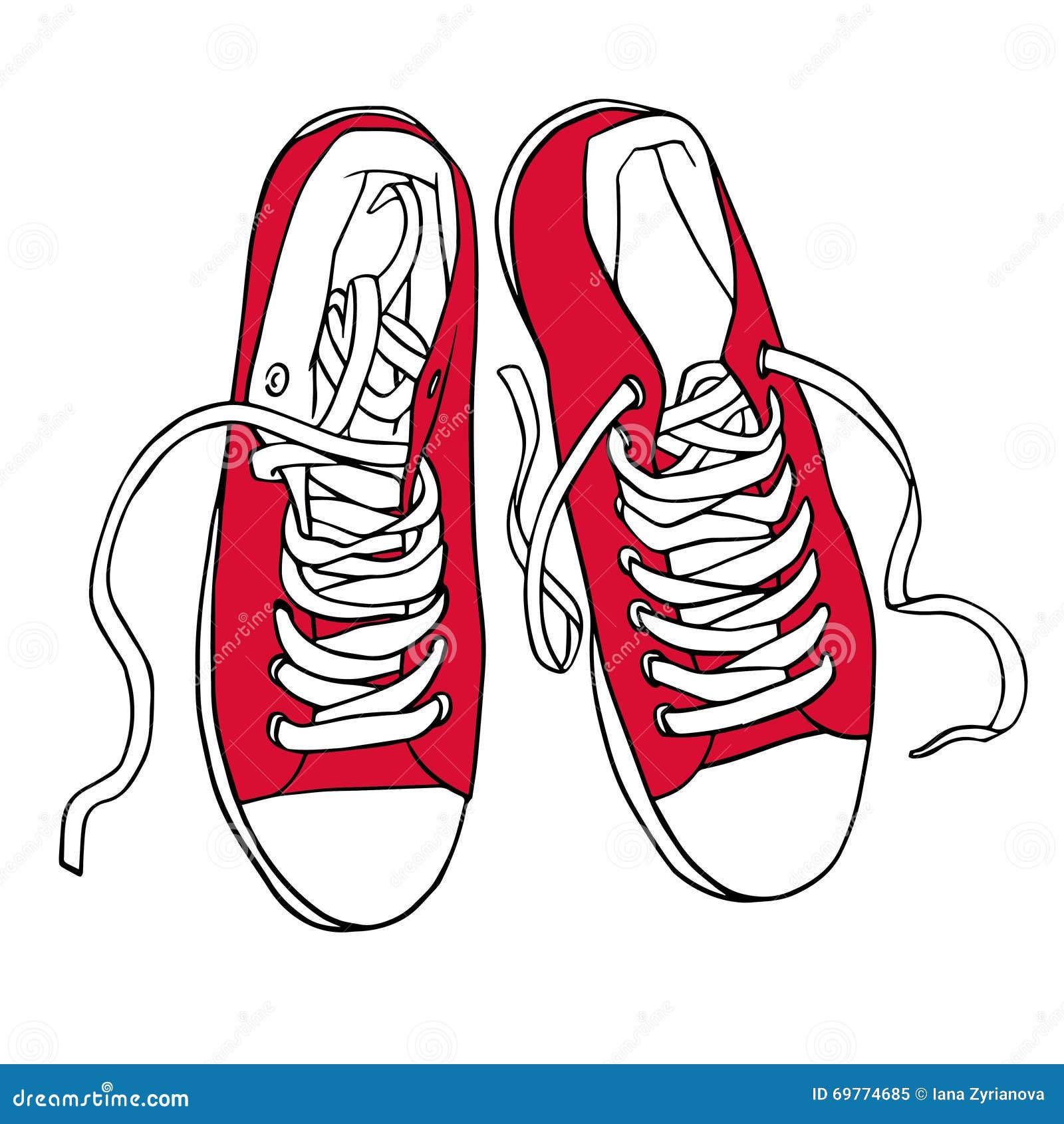 Il Rosso Di Vettore Mette In Mostra Le Scarpe Da Tennis Con I Pizzi Bianchi  Illustrazione Vettoriale - Illustrazione di illustrazione, gomma: 69774685