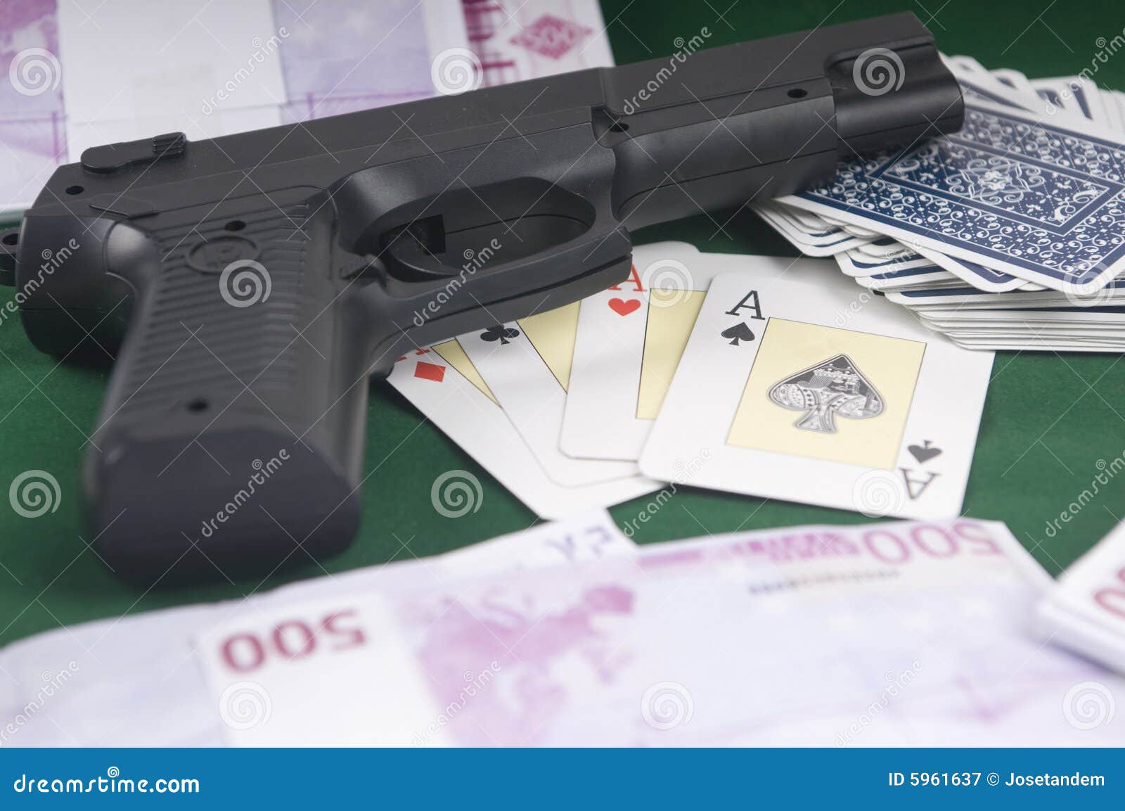 ilegal poker game with guns on the table