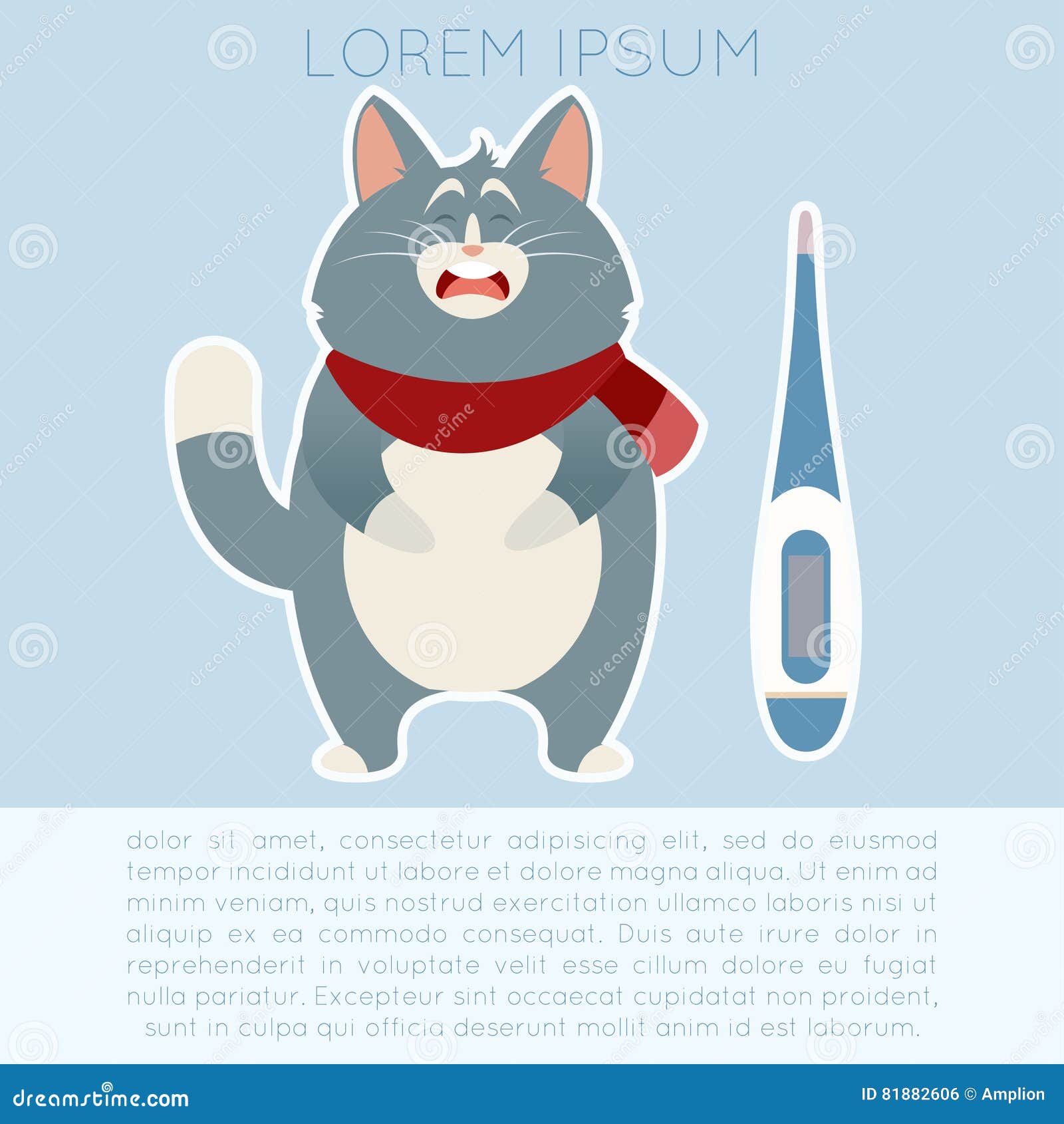 Ill Cat and Its Thermometer Stock Vector Illustration of bandage
