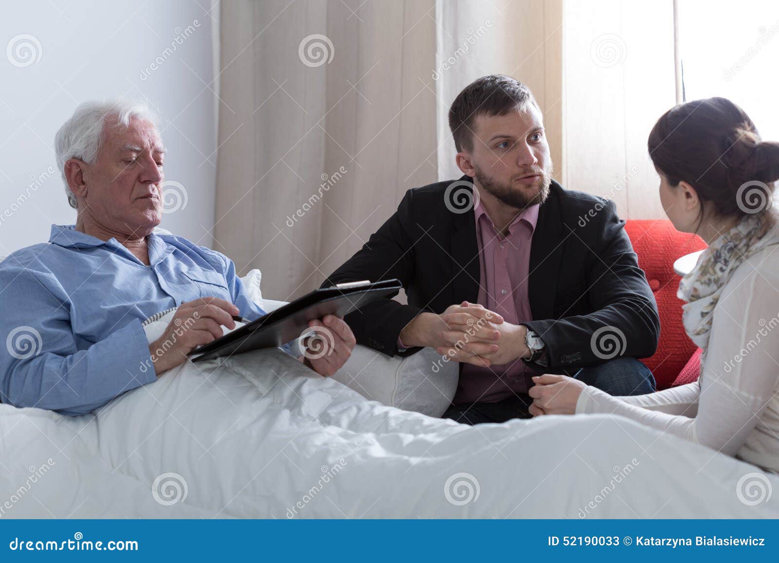 Ill Father Making a Last Will Stock Image Image of lying, making