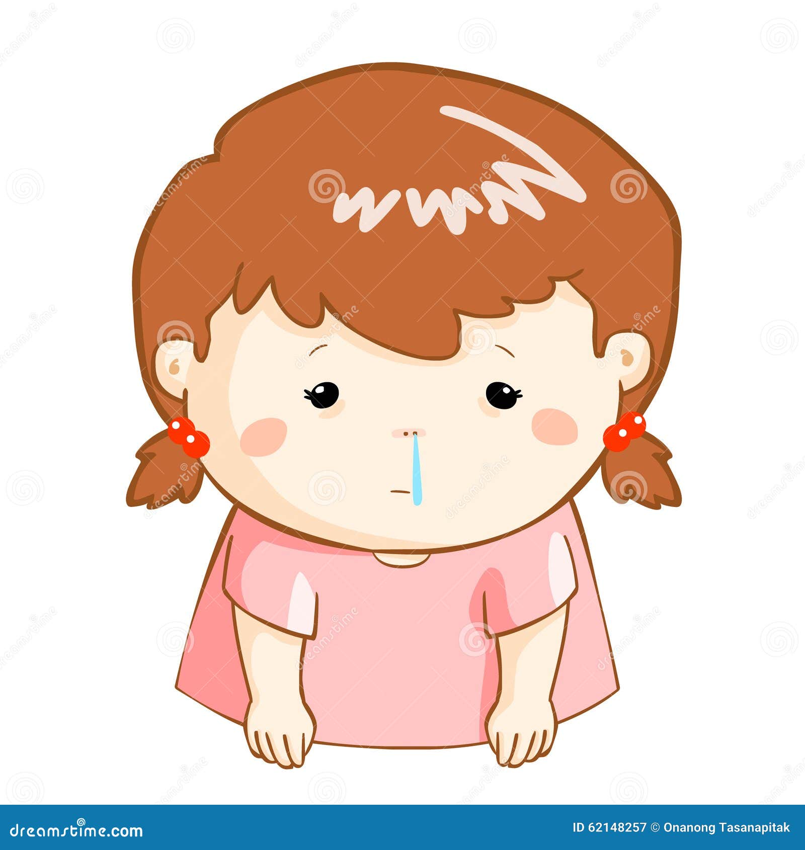 ill girl runny nose cartoon