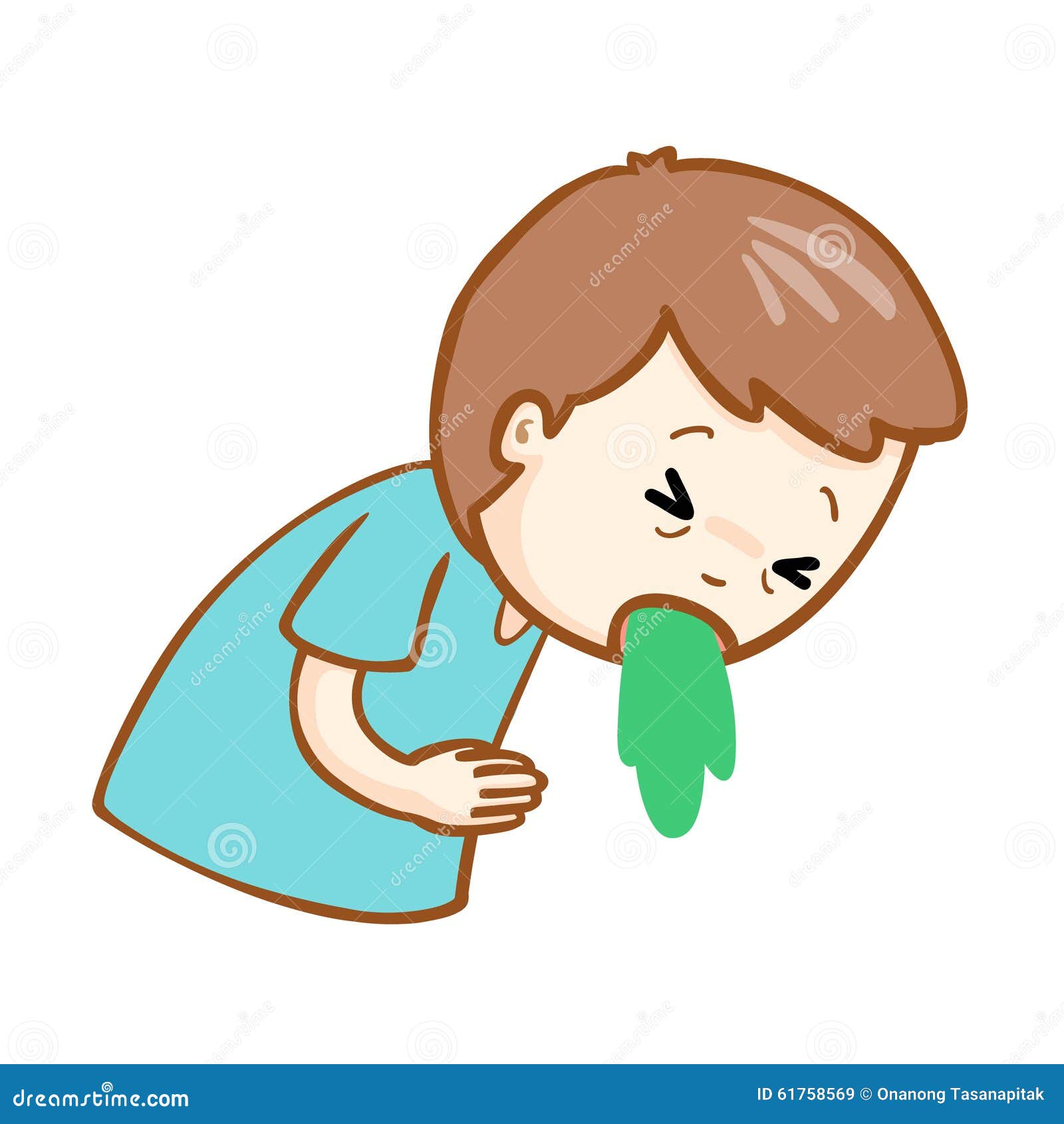 Ill man vomiting cartoon stock vector. Illustration of disease - 61758569