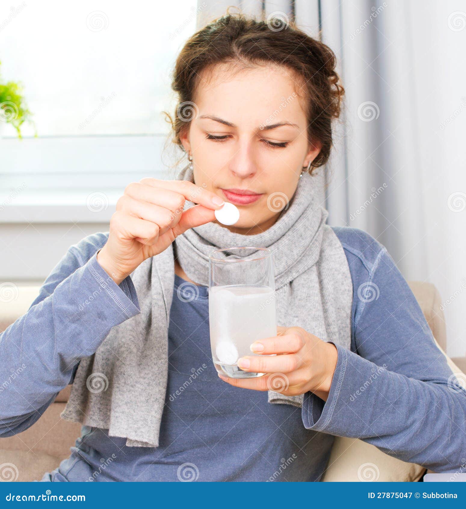 Ill Woman Taking Medicines stock image. Image of medicines 27875047