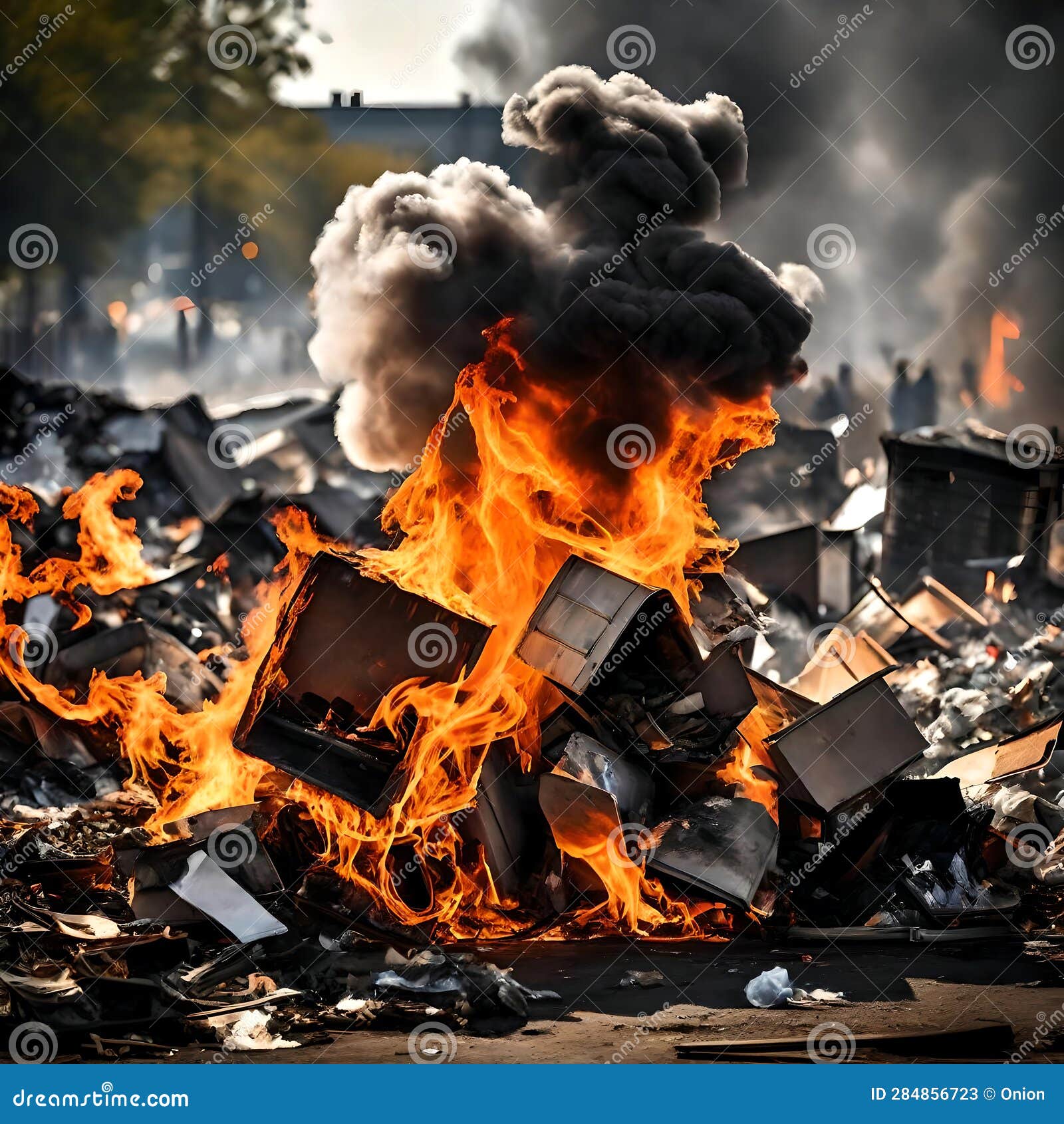 illegal burning of trash - ai generated image