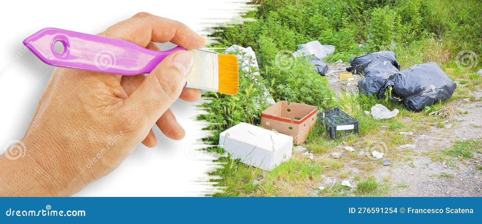 Illegal Dumping with Bottles, Boxes and Plastic Bags Abandoned in