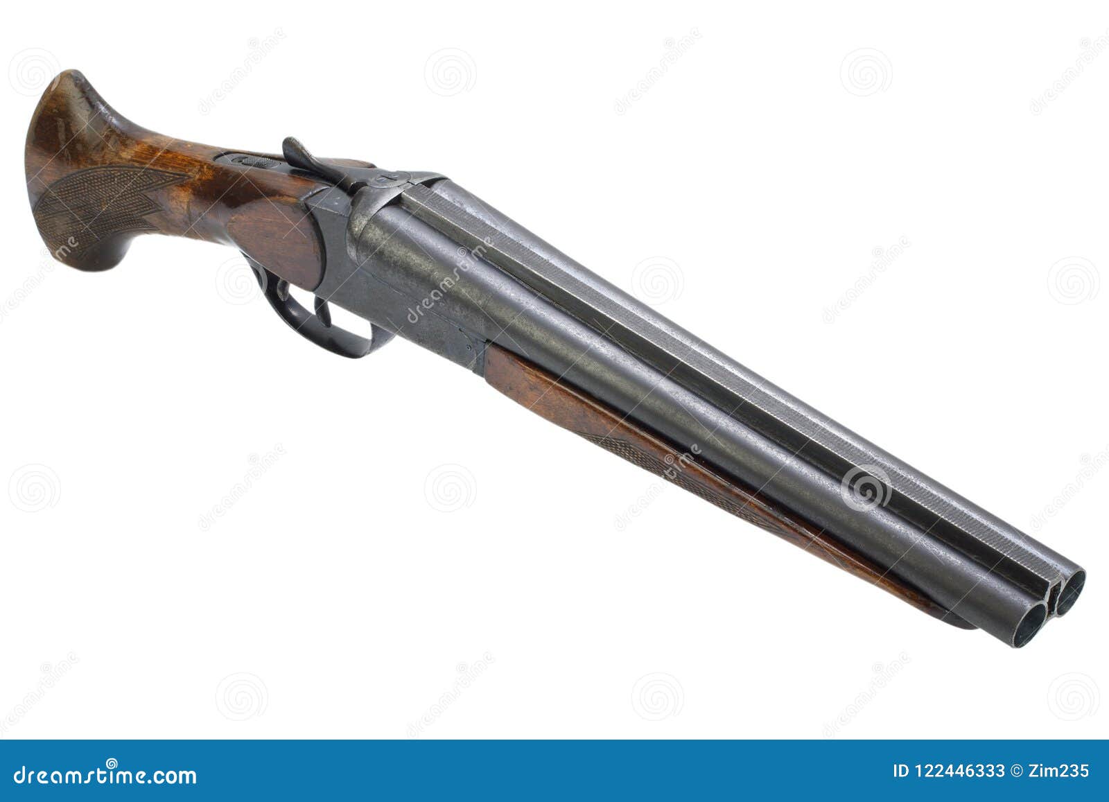 Illegal Weapon Sawn Off Shotgun Isolated On White Stock Image Image 