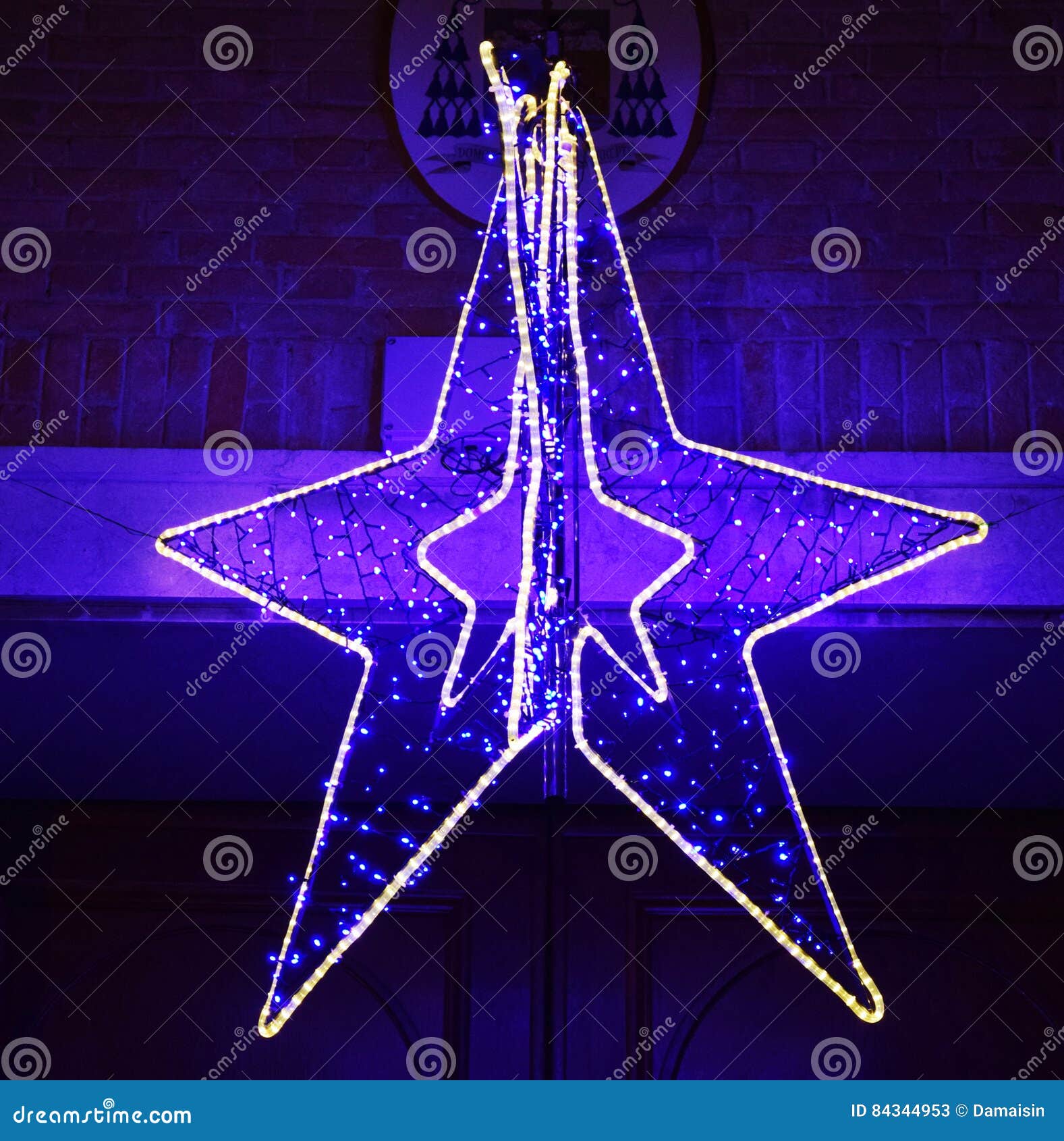 Illuminated Blue Christmas Star Stock Image Image of holiday, paryer
