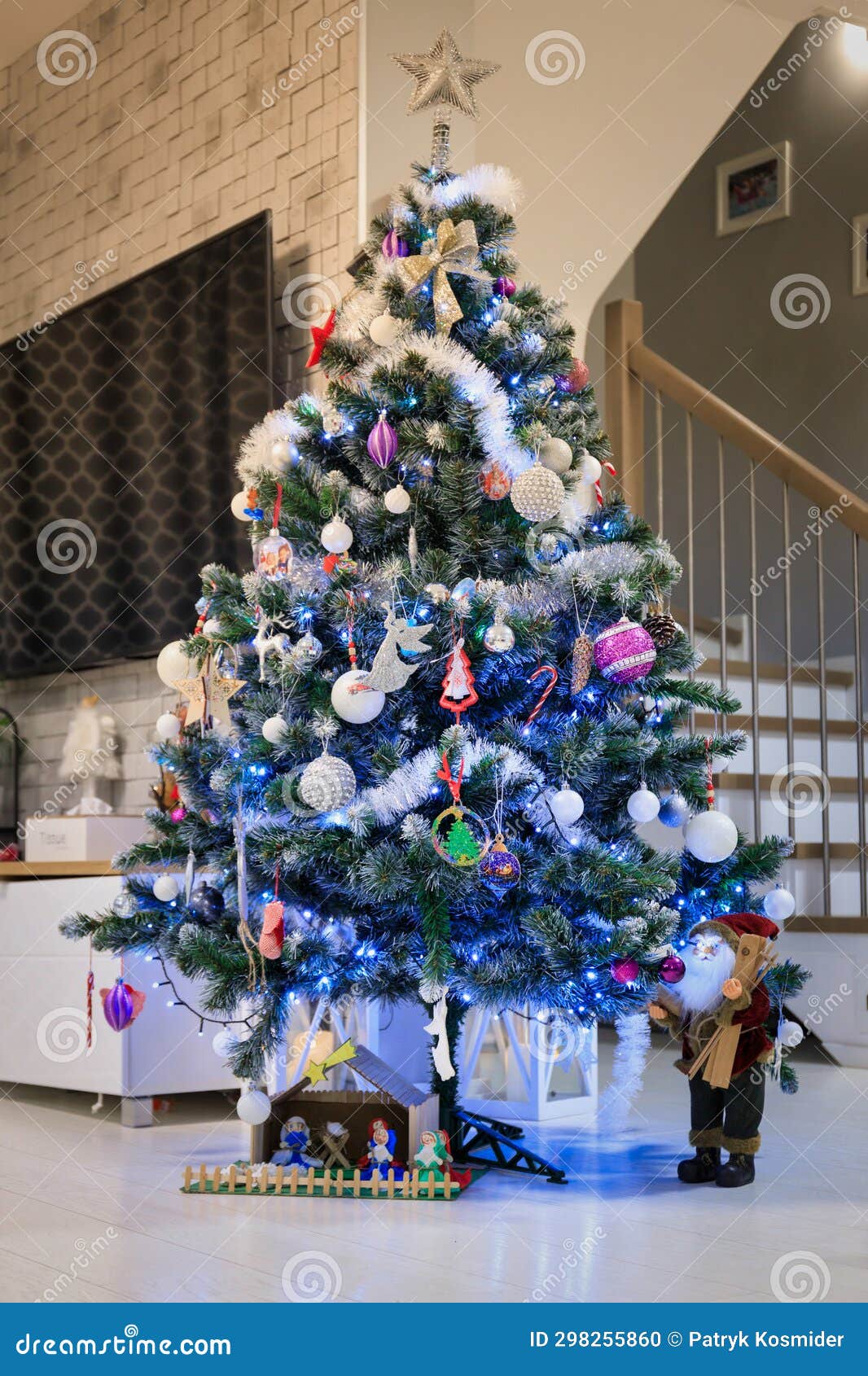 Illuminated Christmas Tree in the Living Room Stock Photo Image of