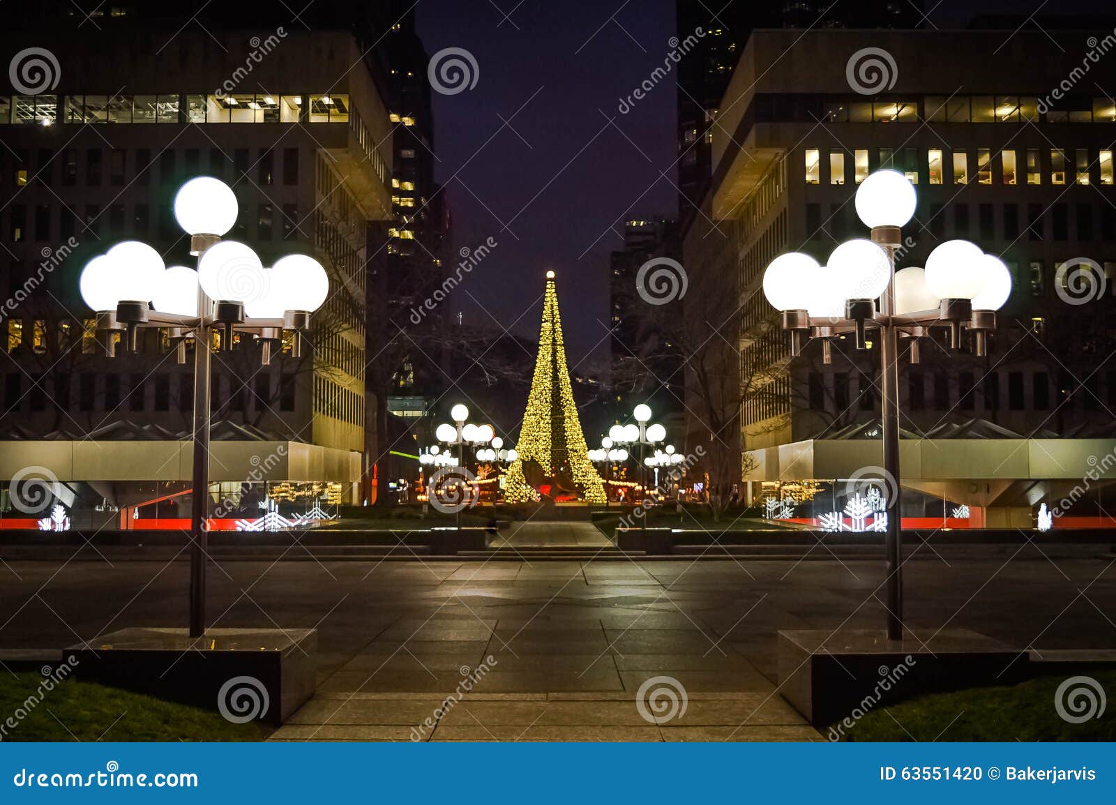 Illuminated Christmas Tree in Montreal Stock Photo Image of year, party 63551420