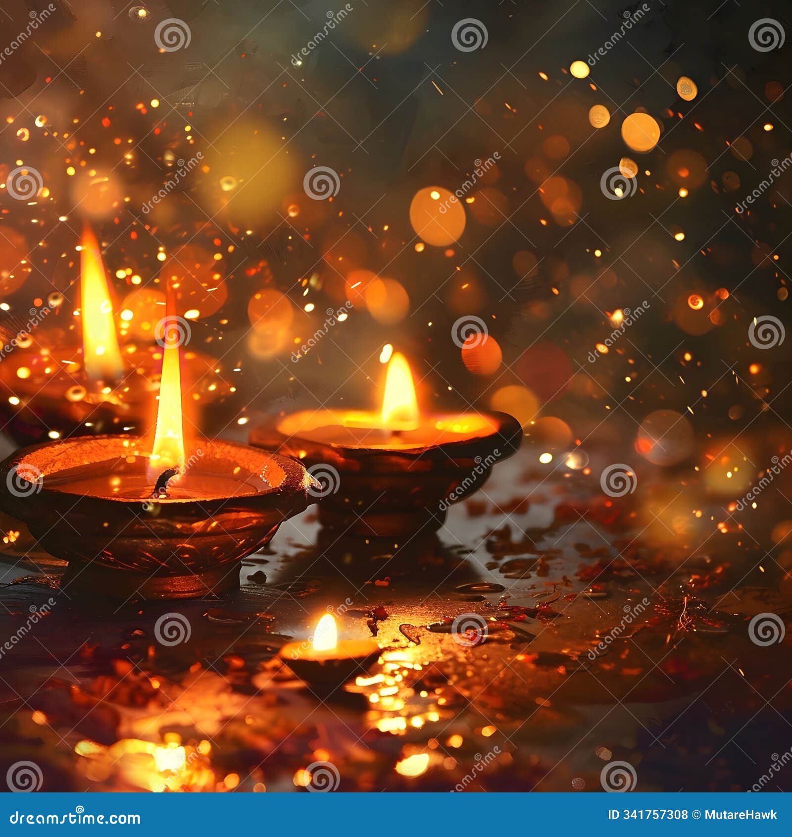 illuminated diyas with festive sparkle