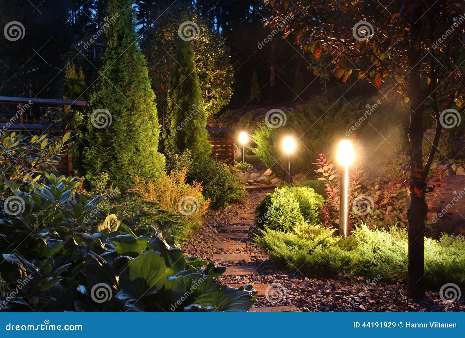 illuminated garden path patio