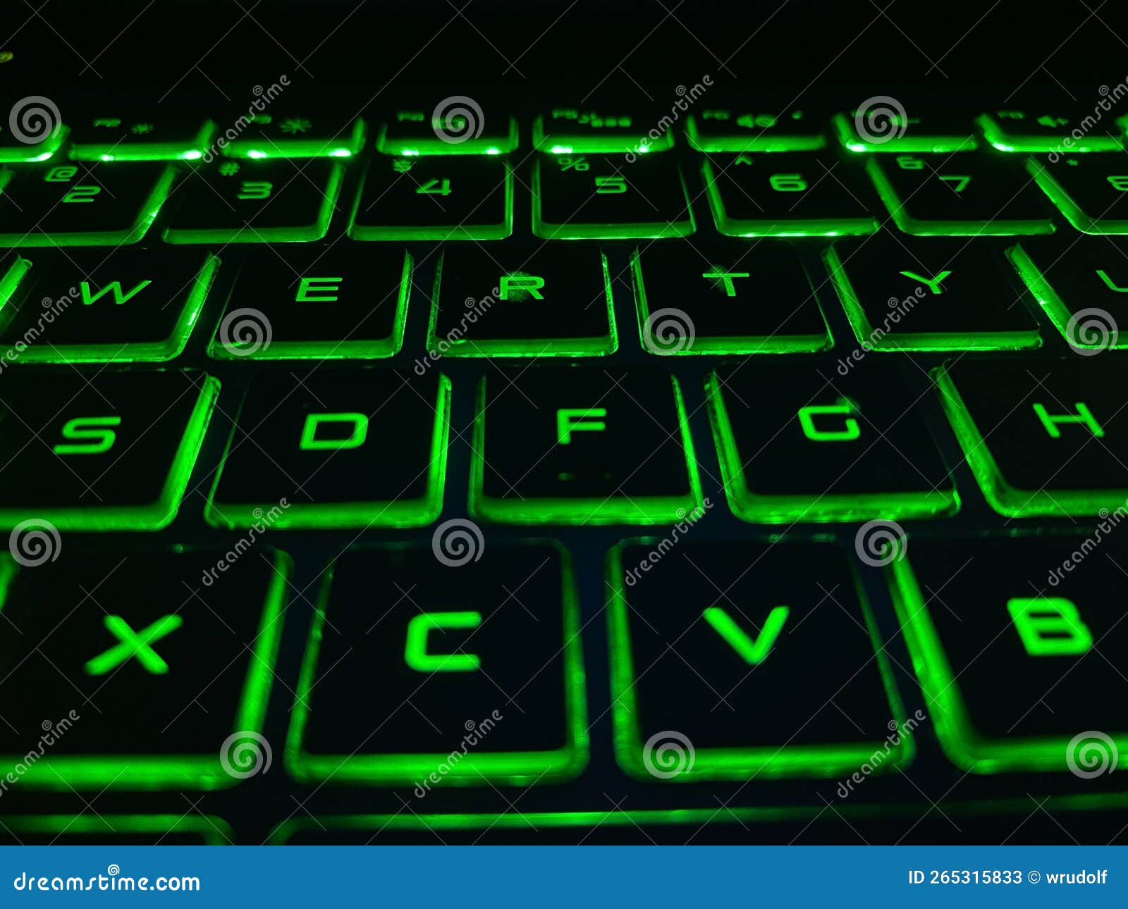 Illuminated Keyboard or Flashing Keyboard. Cool Keyboard with Its Green