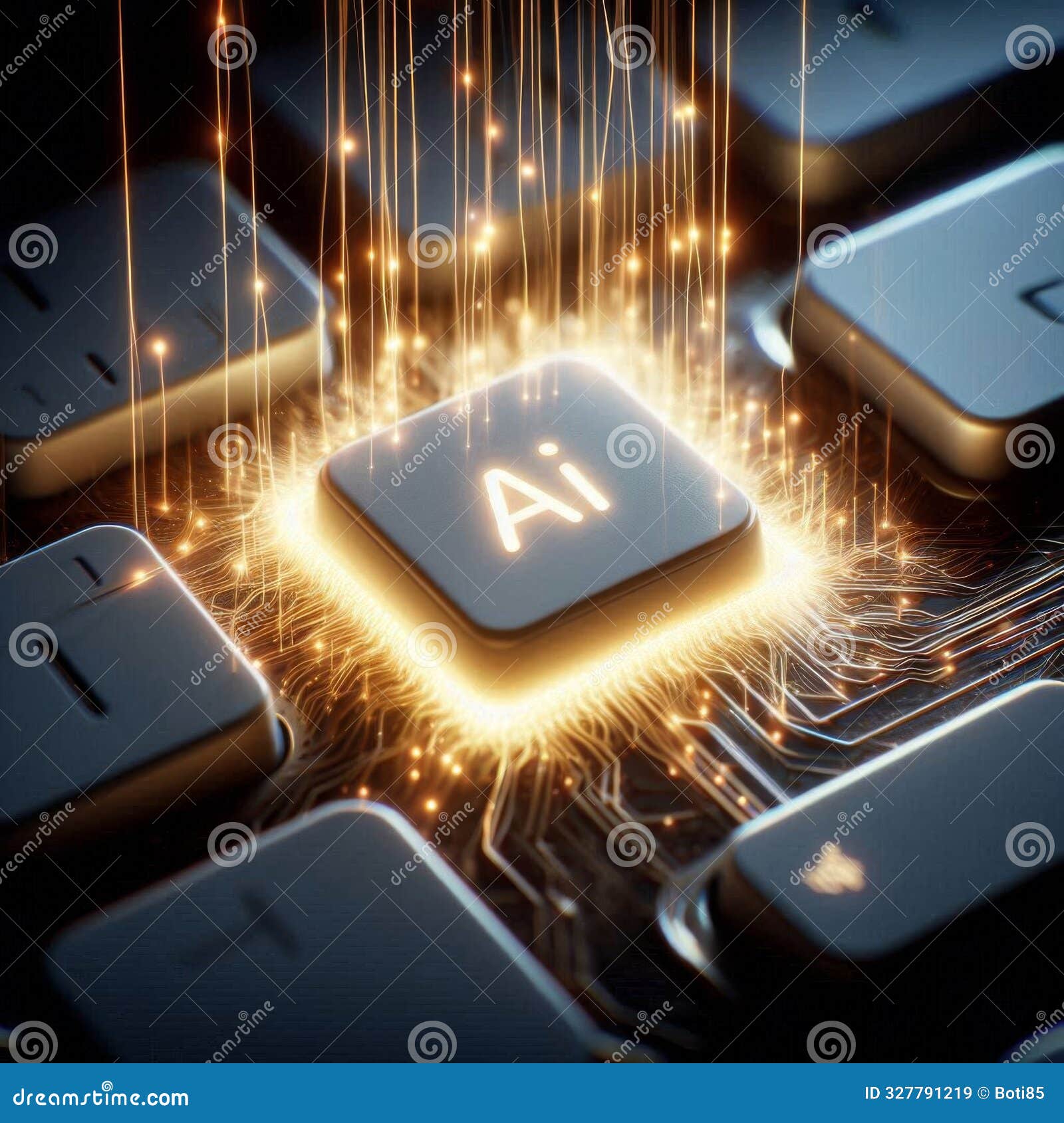 illuminated laptop keyboard with ai button futuristic depictions of artificial intelligence integration in technology