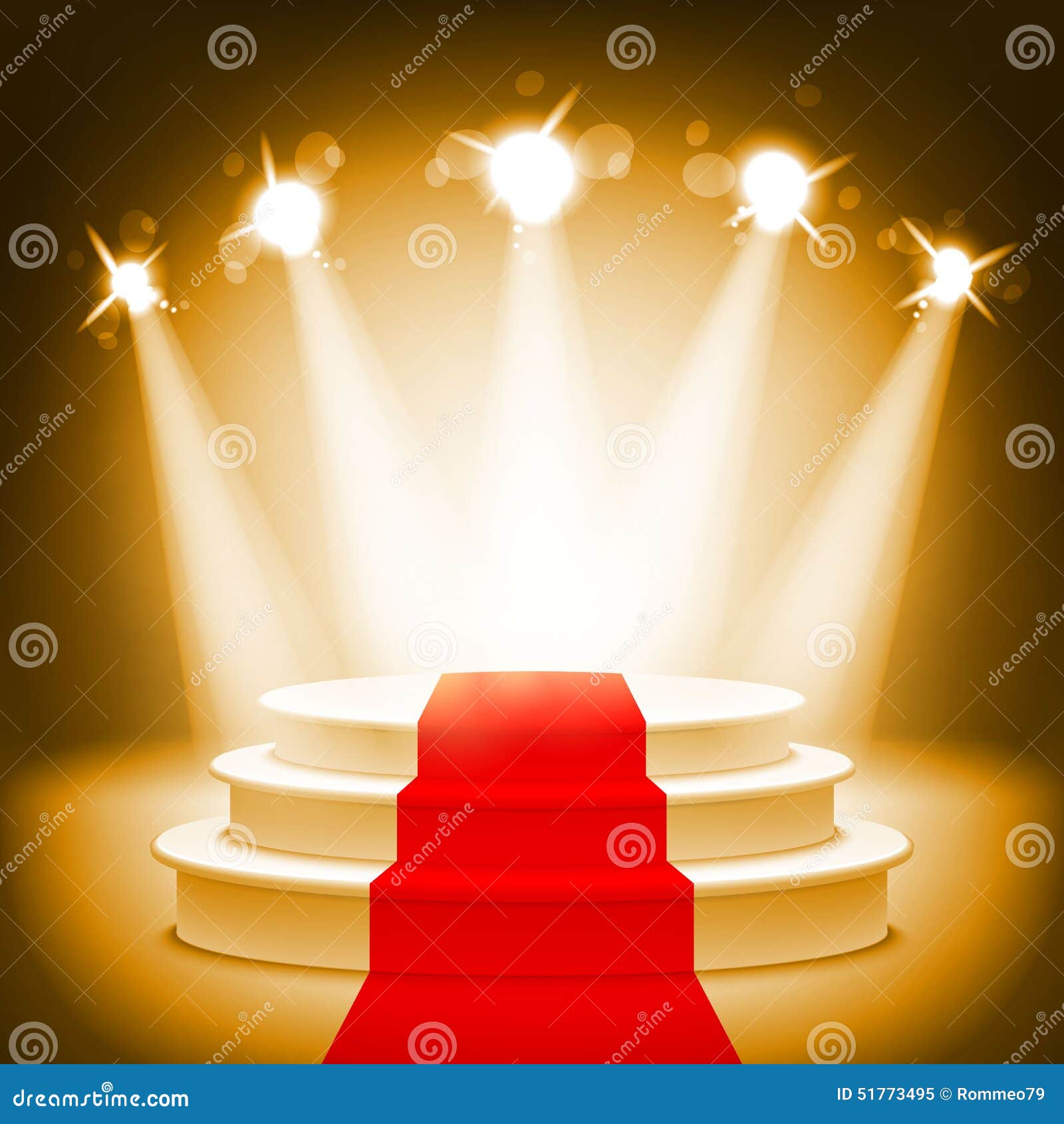 Illuminated Stage Podium for Award Ceremony Vector Illustration Stock