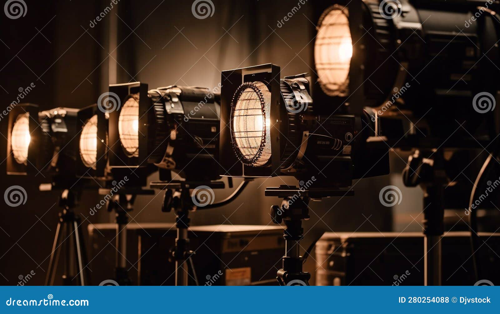Illuminated Stage Theater with Spotlight and Reflector, Using Modern