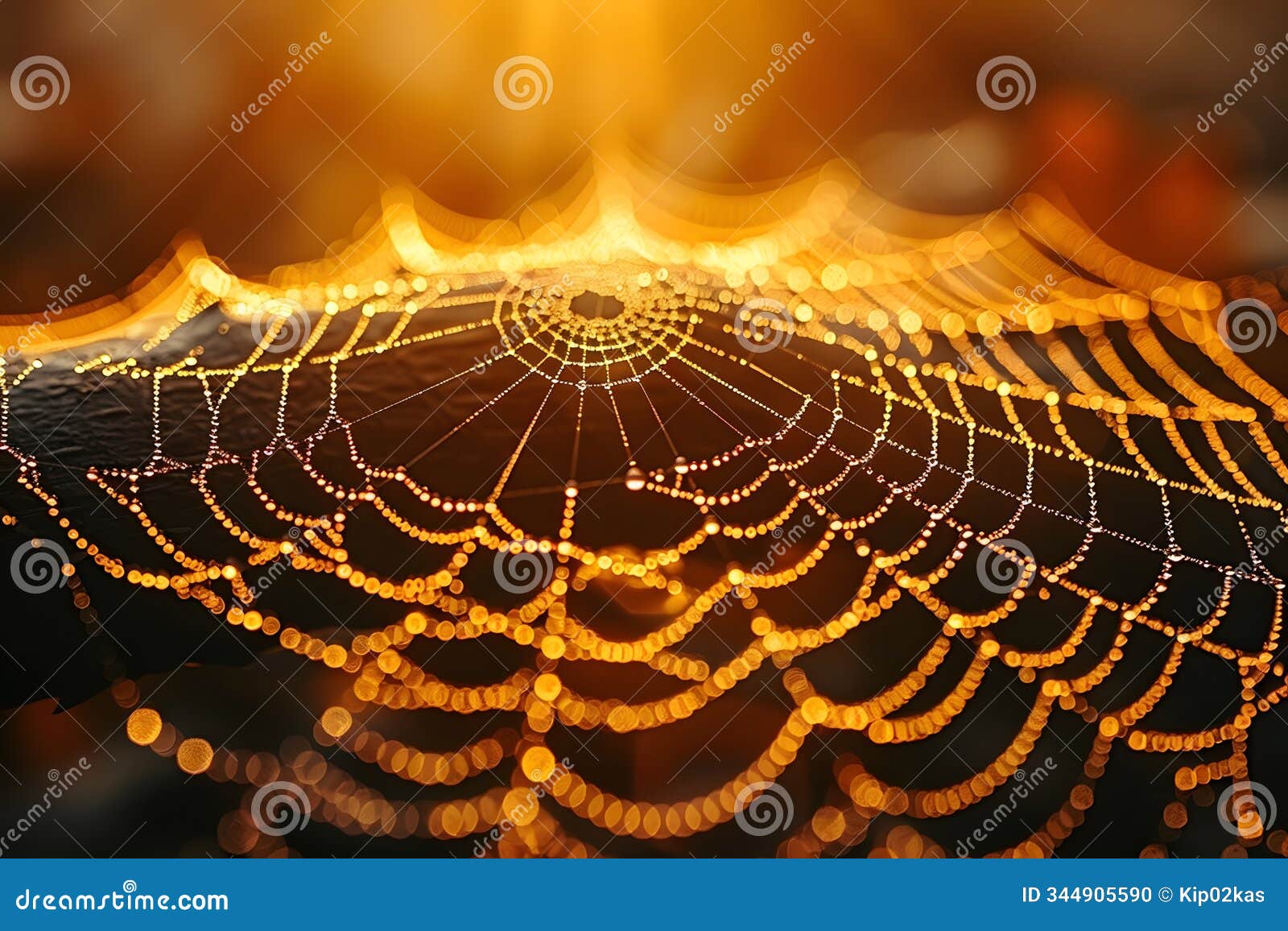golden sunrise on dewy spider web: nature's intricate beauty generative ai