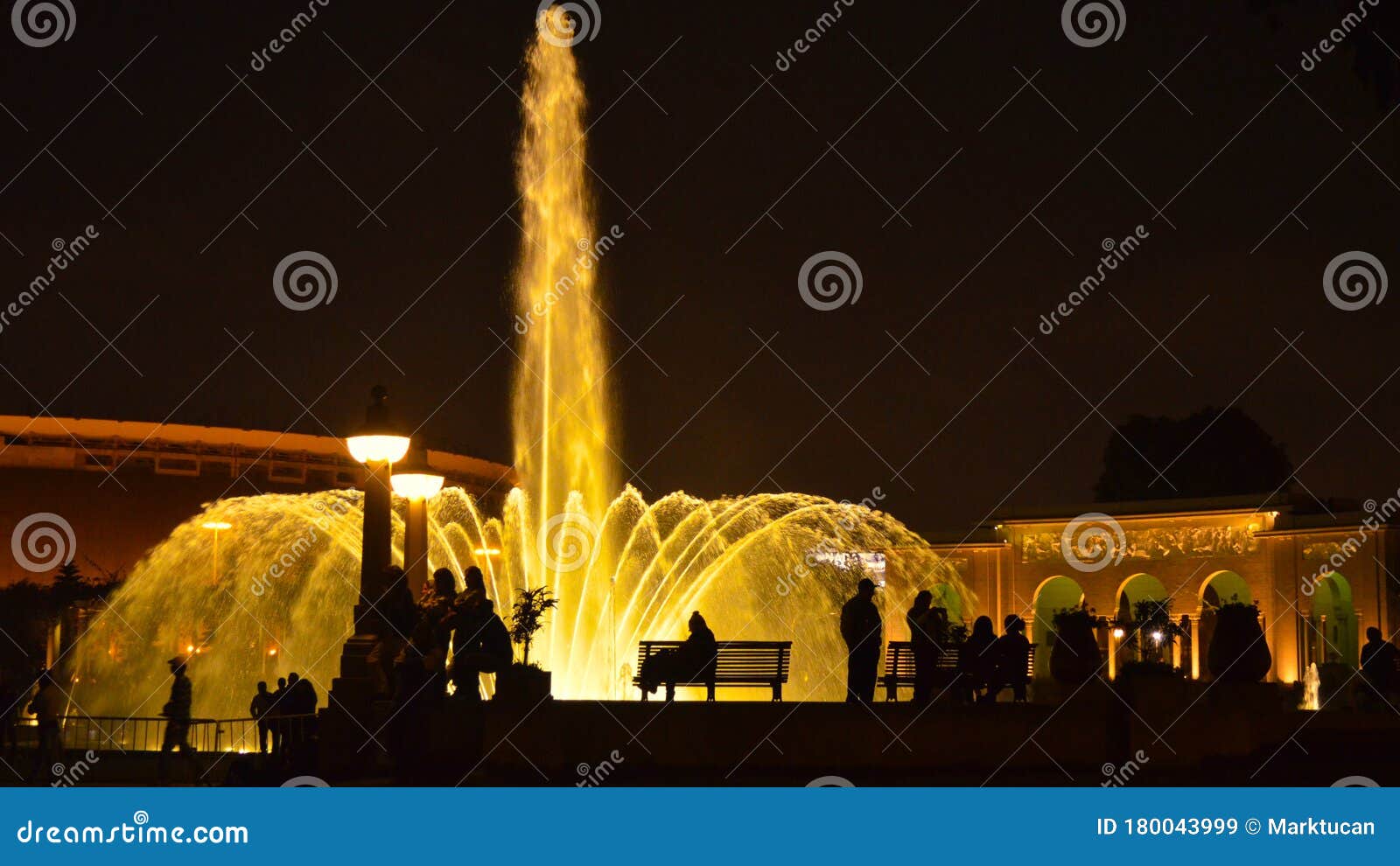 illuminated water fountains in the circuito magico de agua. lima peru