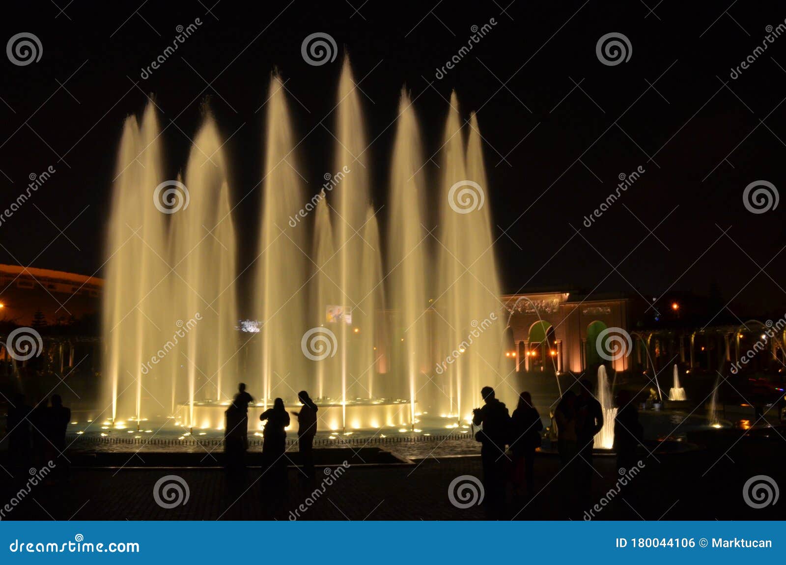 illuminated water fountains in the circuito magico de agua. lima peru