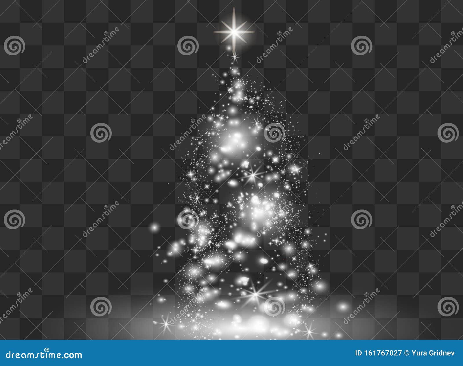 illumination lights shiny christmas tree  on transparent background. white tree as  of happy new year