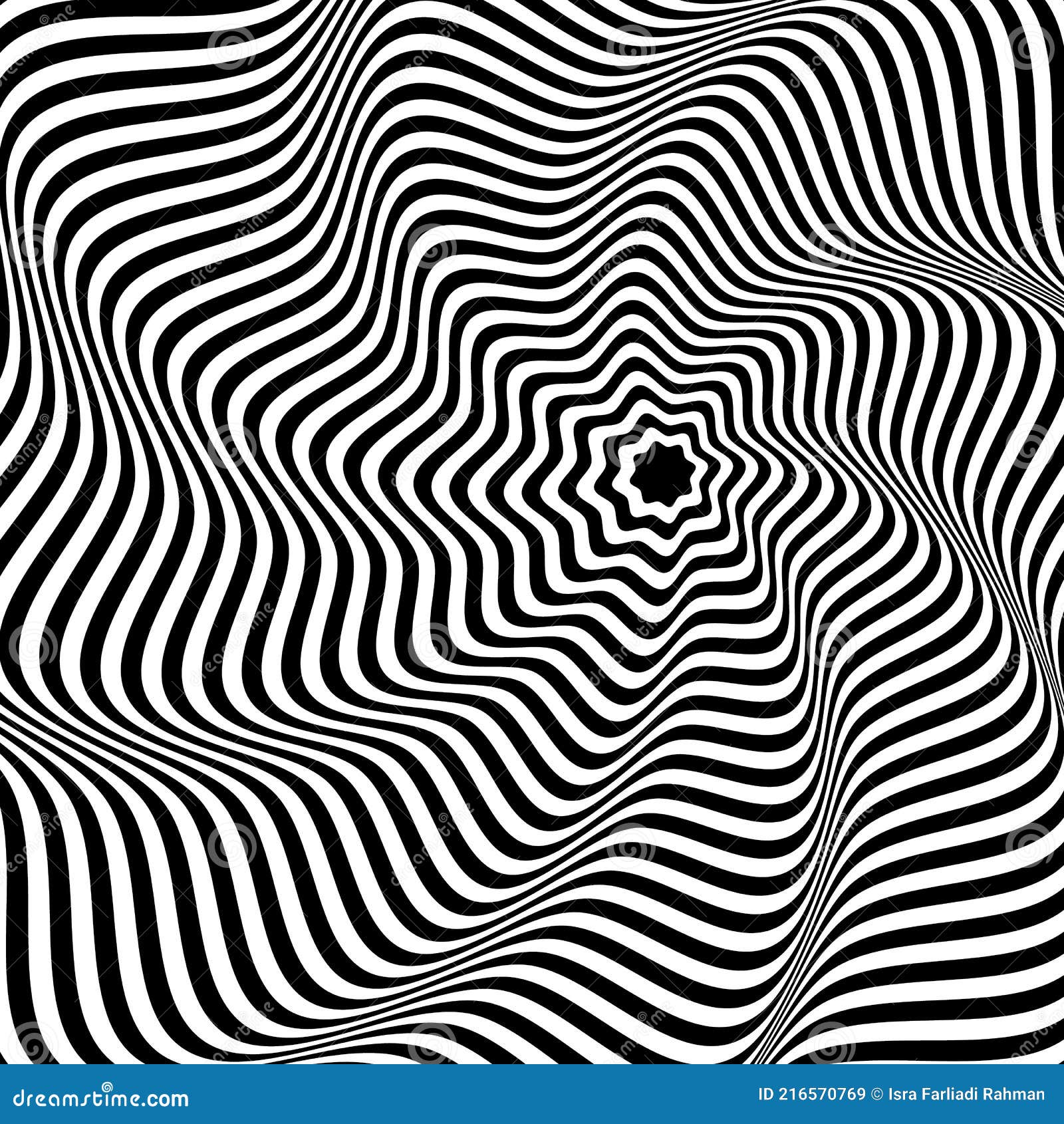 Illusion Abstract Black and White Circular Pattern. Illusion of Vortex