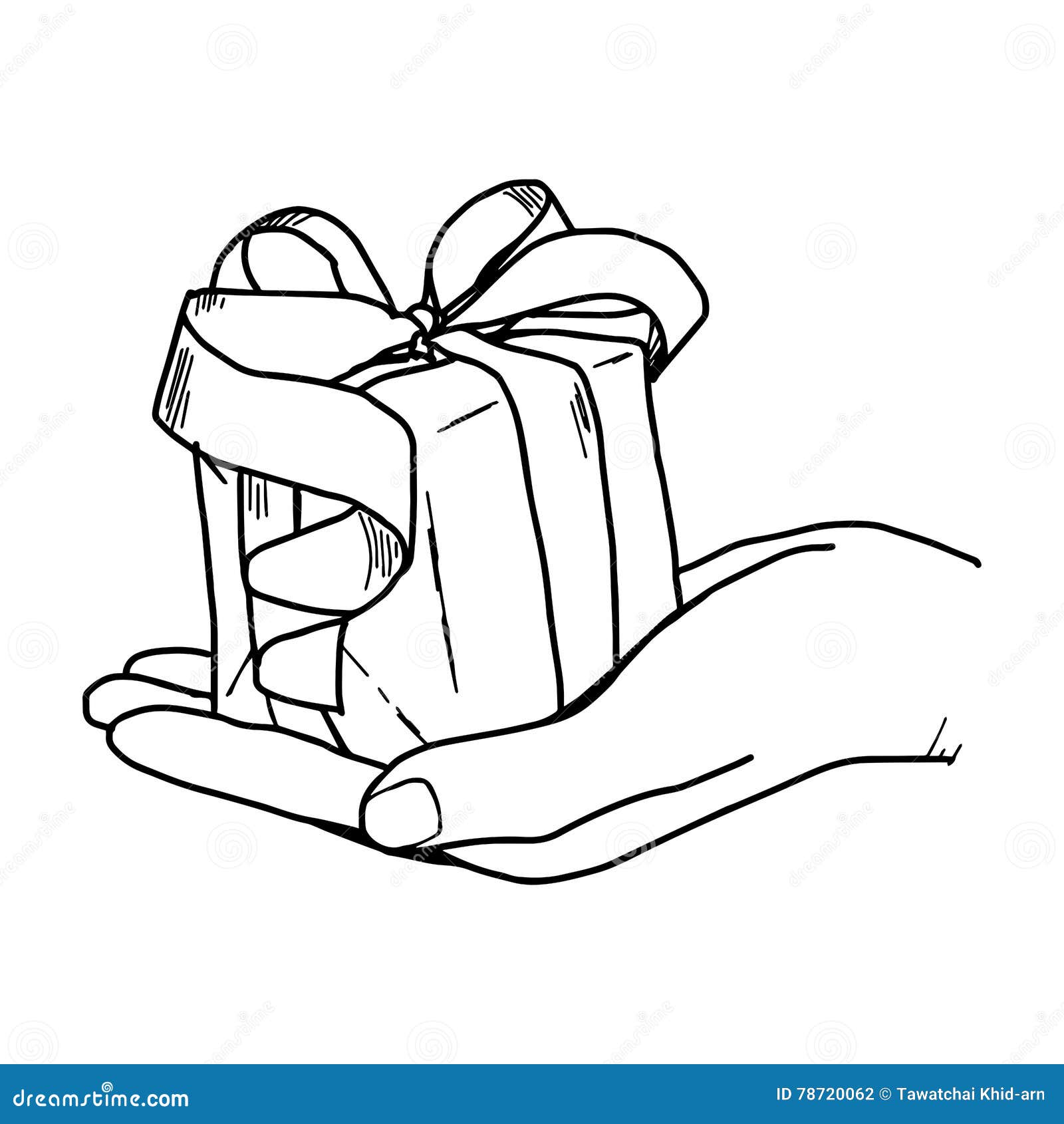 Illustation Vector Hand Drawn Doodle Of Hand Holding A Gift Box
