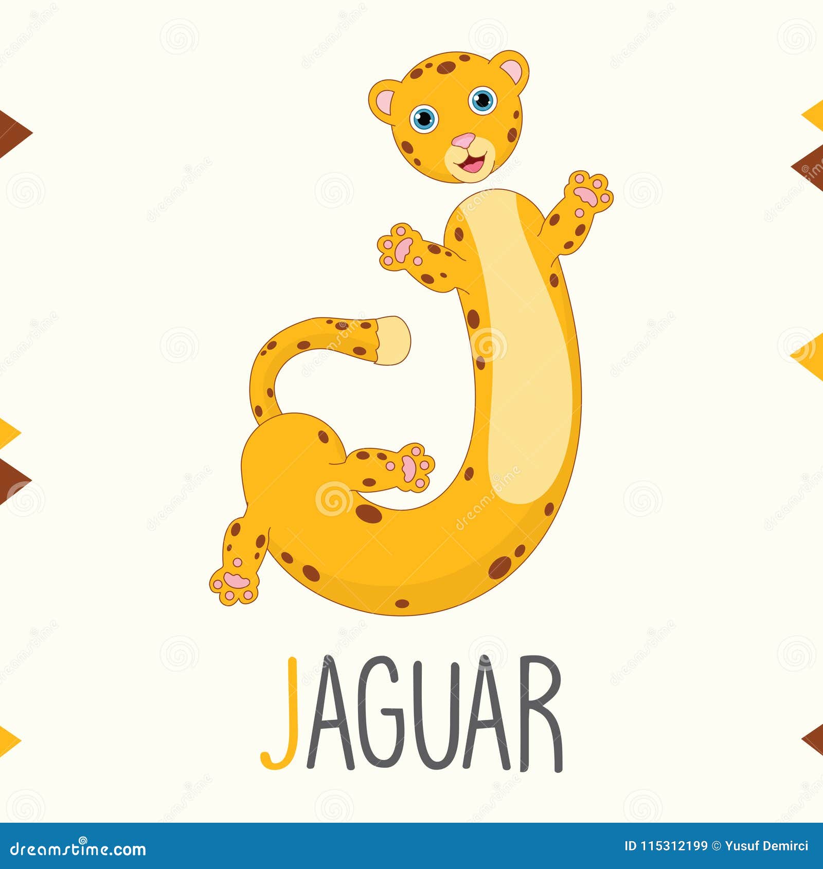 Illustrated Alphabet Letter J and Jaguar Stock Vector - Illustration of ...