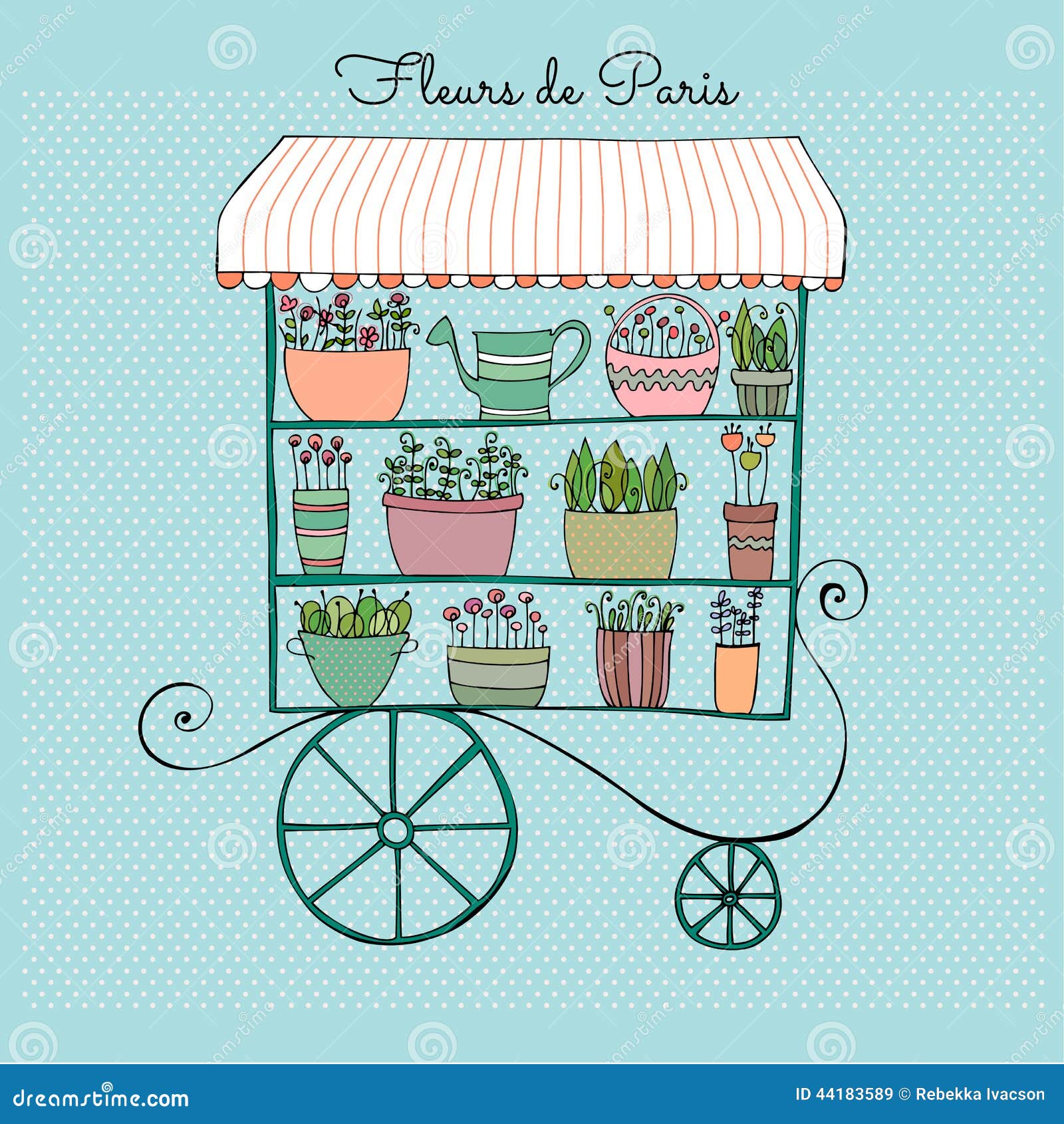 Illustrated Cute Flower Shop Stock Vector - Illustration ...