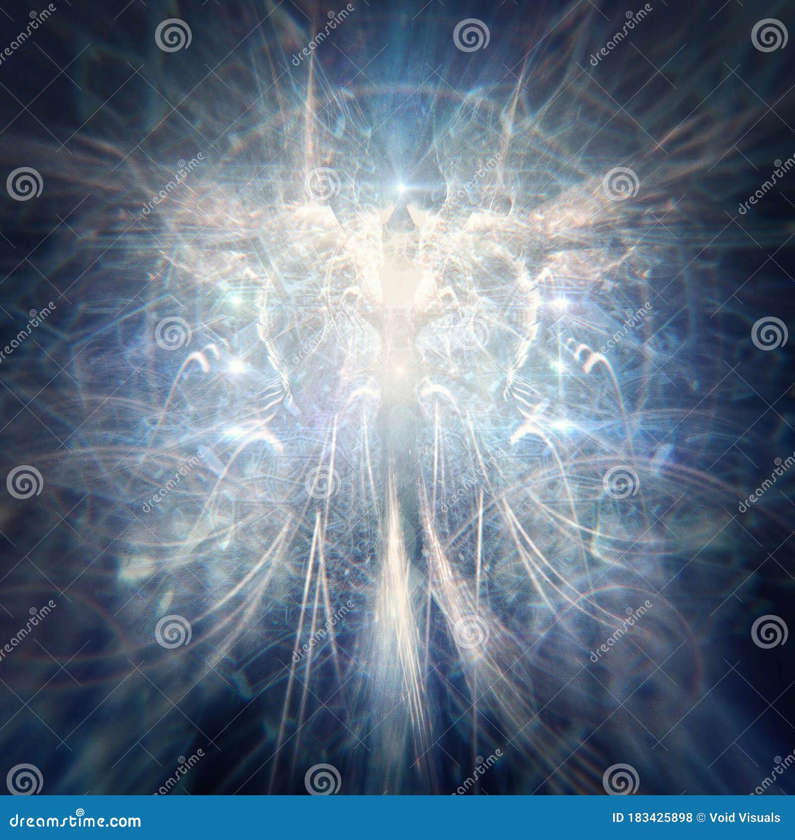 Celestial Angel Entity Radiating In Abstract Mystical Space Stock Photo