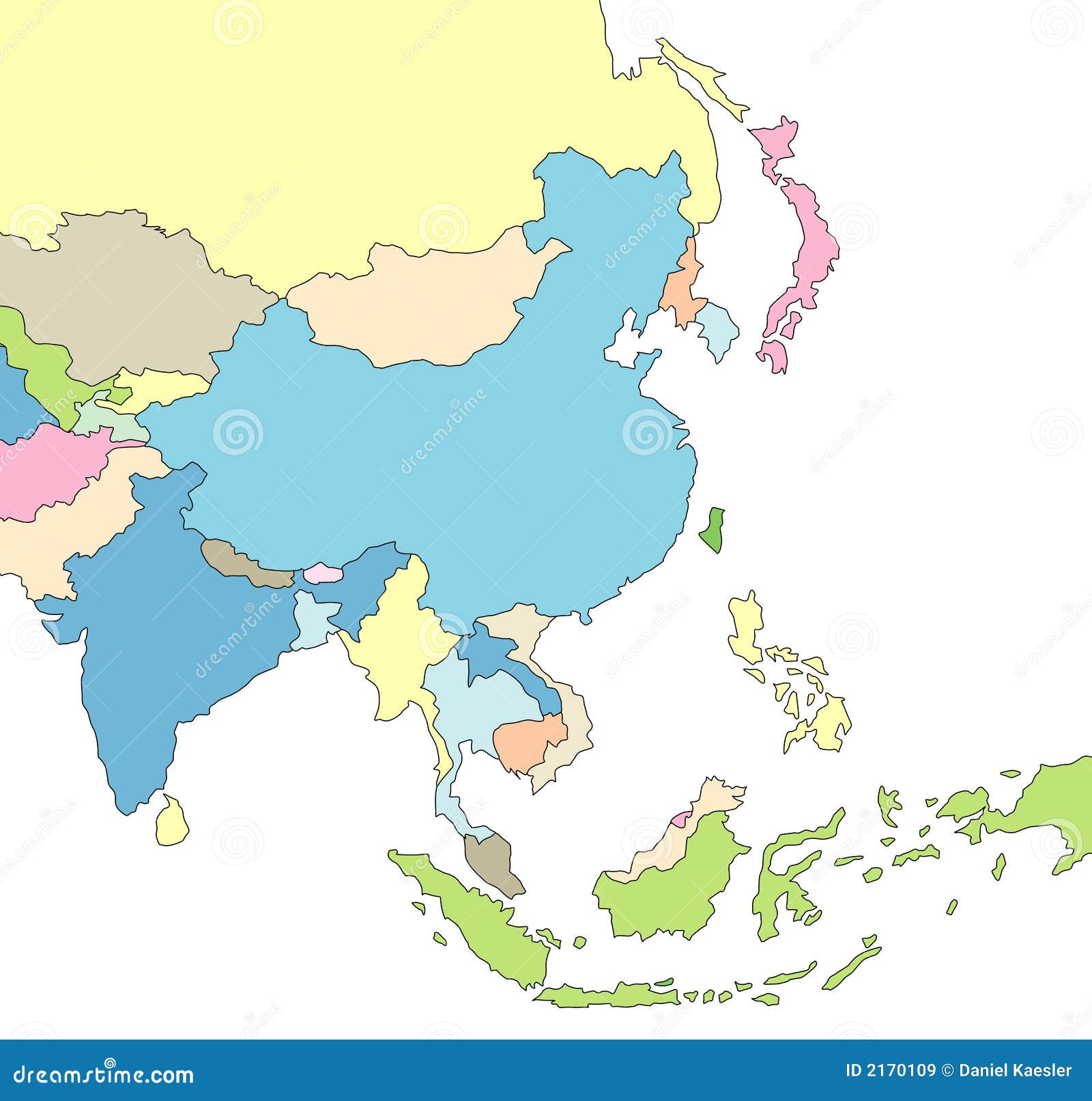 illustrated map of asia