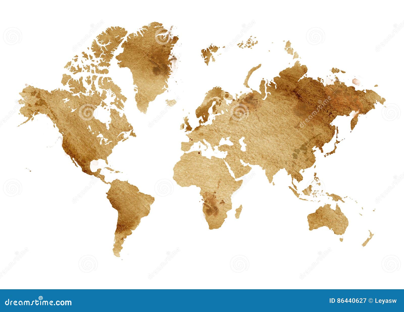 Illustrated Map Of The World With A Isolated Background Brown Sepia Watercolor Stock Illustration Illustration Of Ecology Sepia 86440627