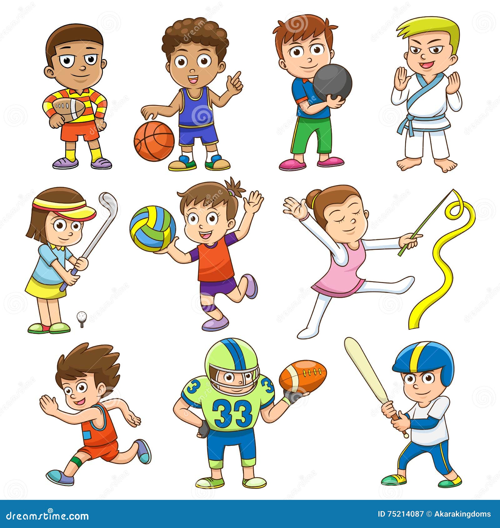 Illustratie Van Kinderen Die Verschillende Sporten Spelen Vector of gymnastiek, kinderen: 75214087