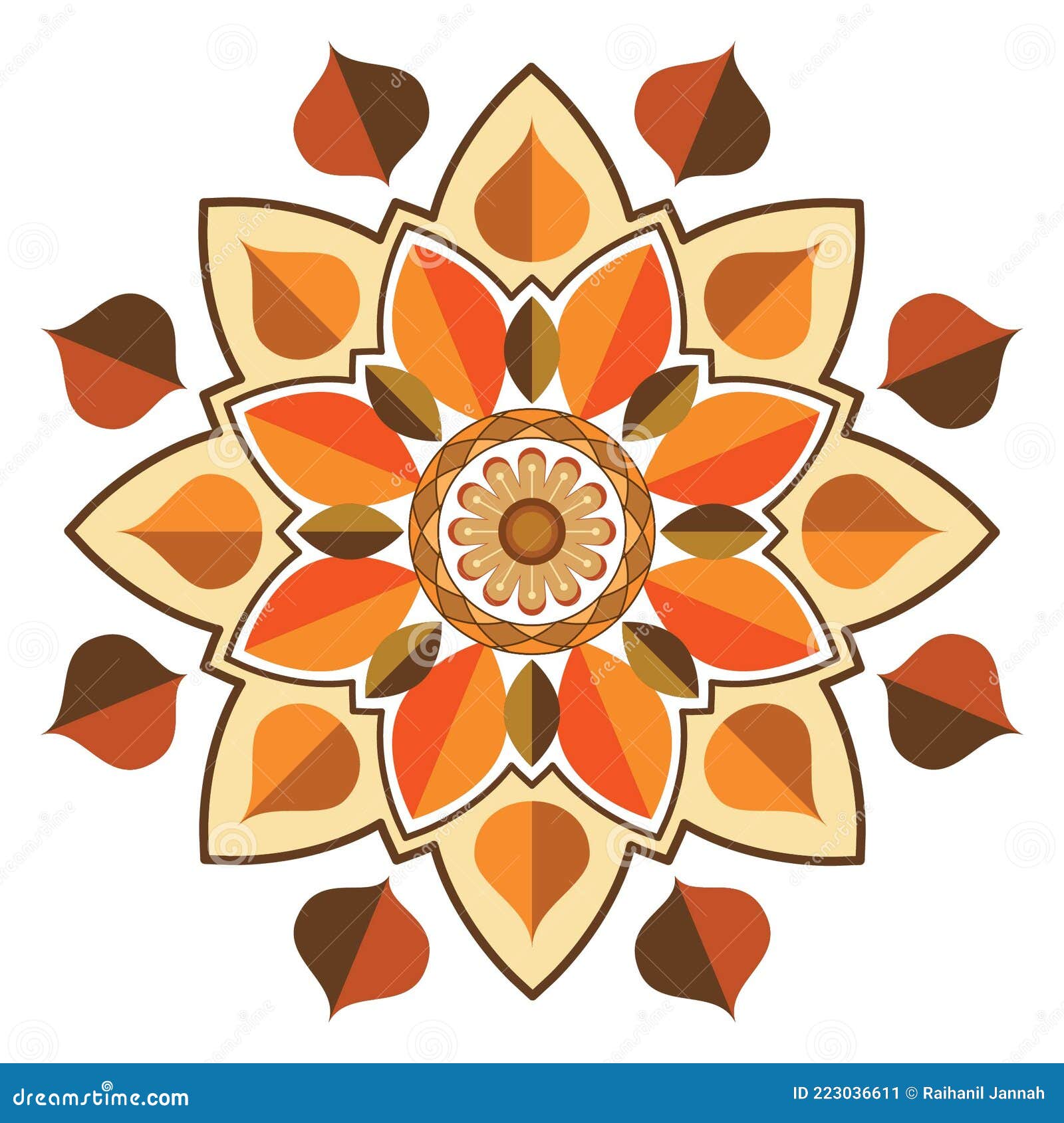 Illustratievectorafbeelding Van Mandala Met Bruine En Oranje Kleurencombinatie. Vector Illustratie Illustration of decoratief, etnisch: 223036611