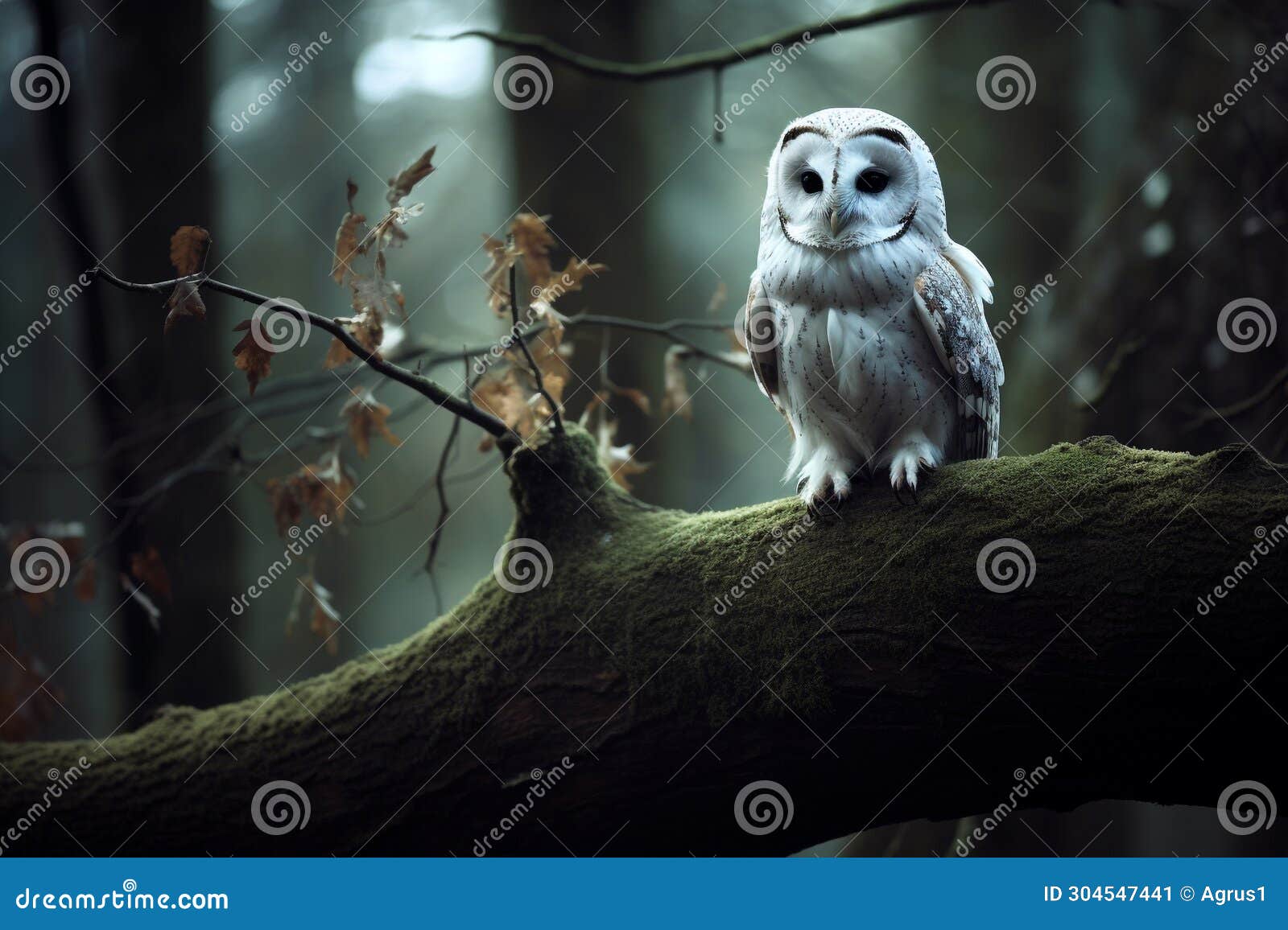 illustratio of a snowy owl in the forest. generative ai