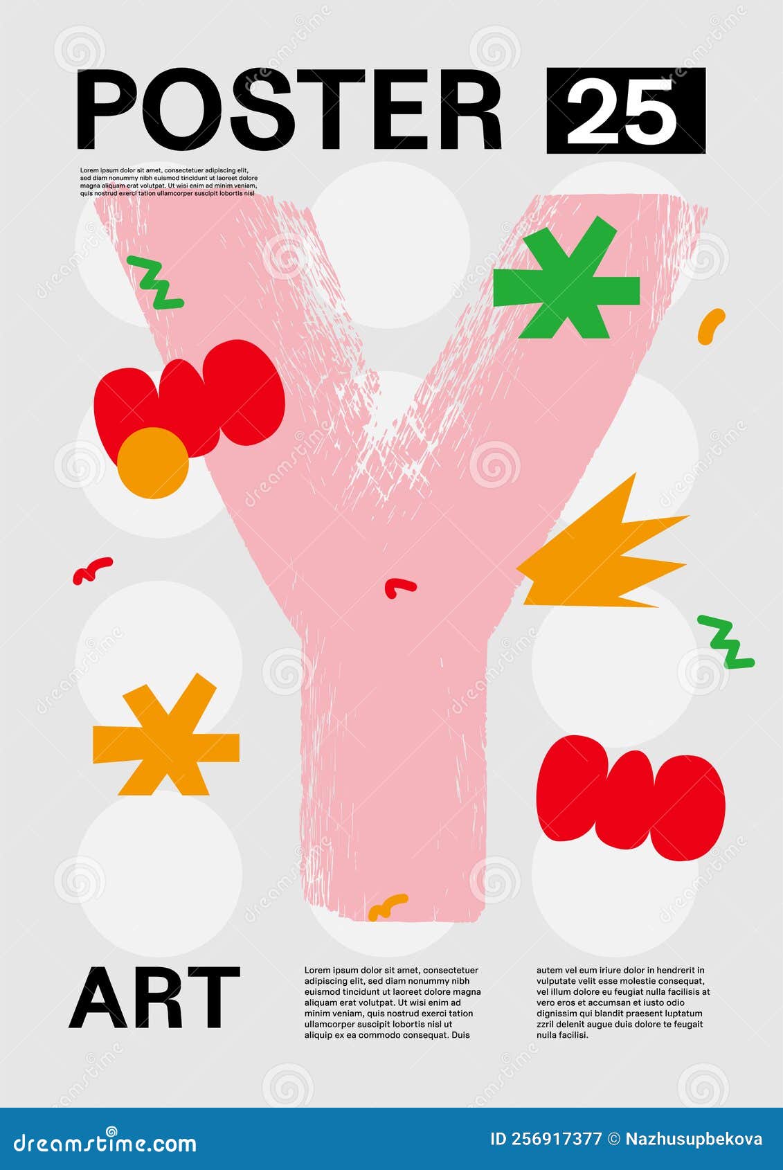 Letter Y. Poster Layout Design. Alphabet. Cute Font. Template Poster