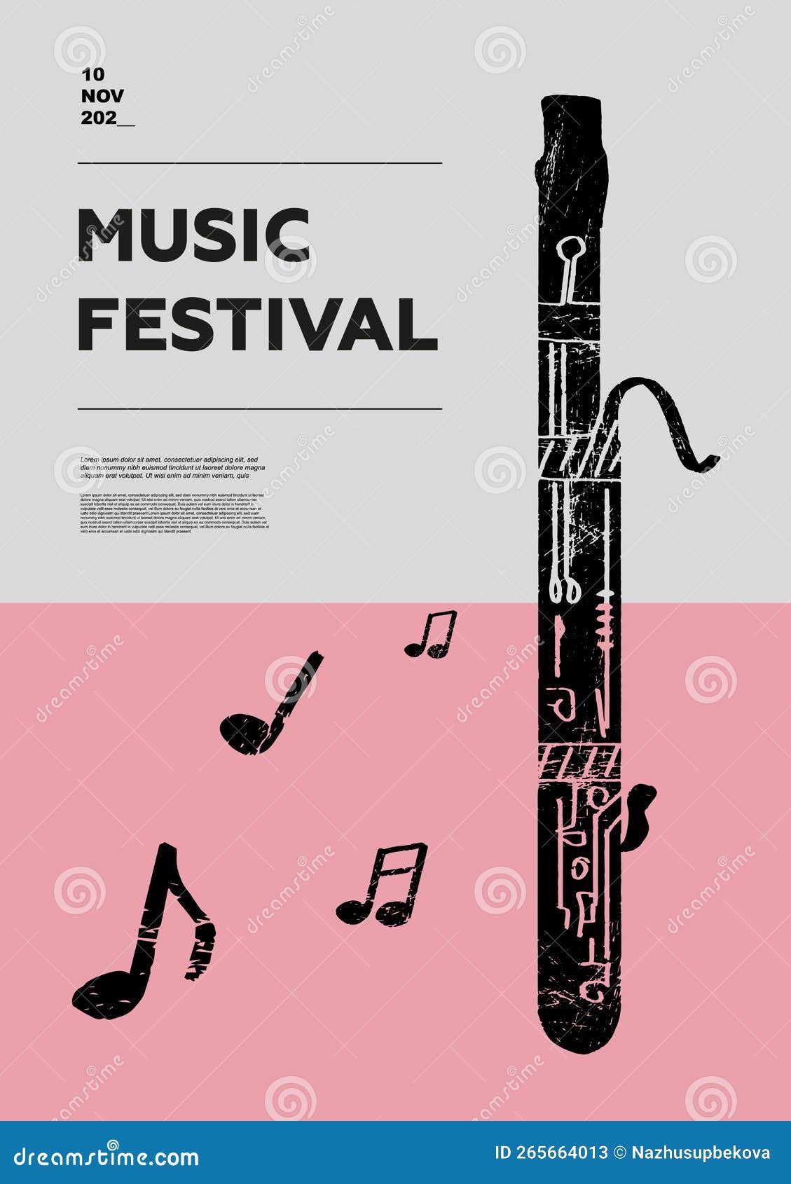 Bassoon, Fagotto. Music Festival Poster. Stock Vector Illustration of