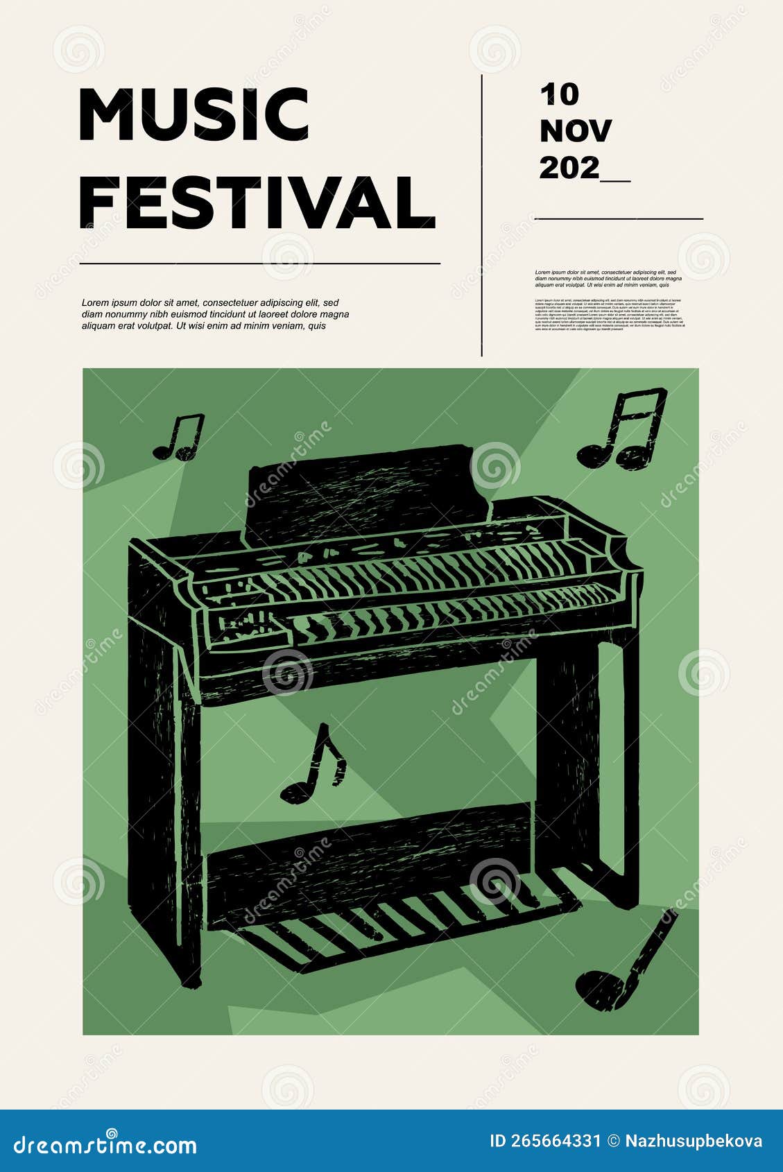Electric Organ, Electronic Organ. Music Festival Poster. Stock Vector