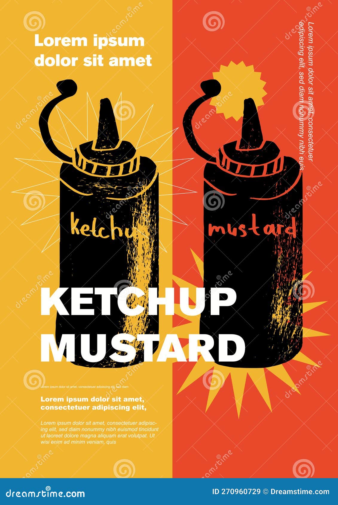 Ketchup and Mustard.. Price Tag or Poster Design. Stock Vector Illustration of creative