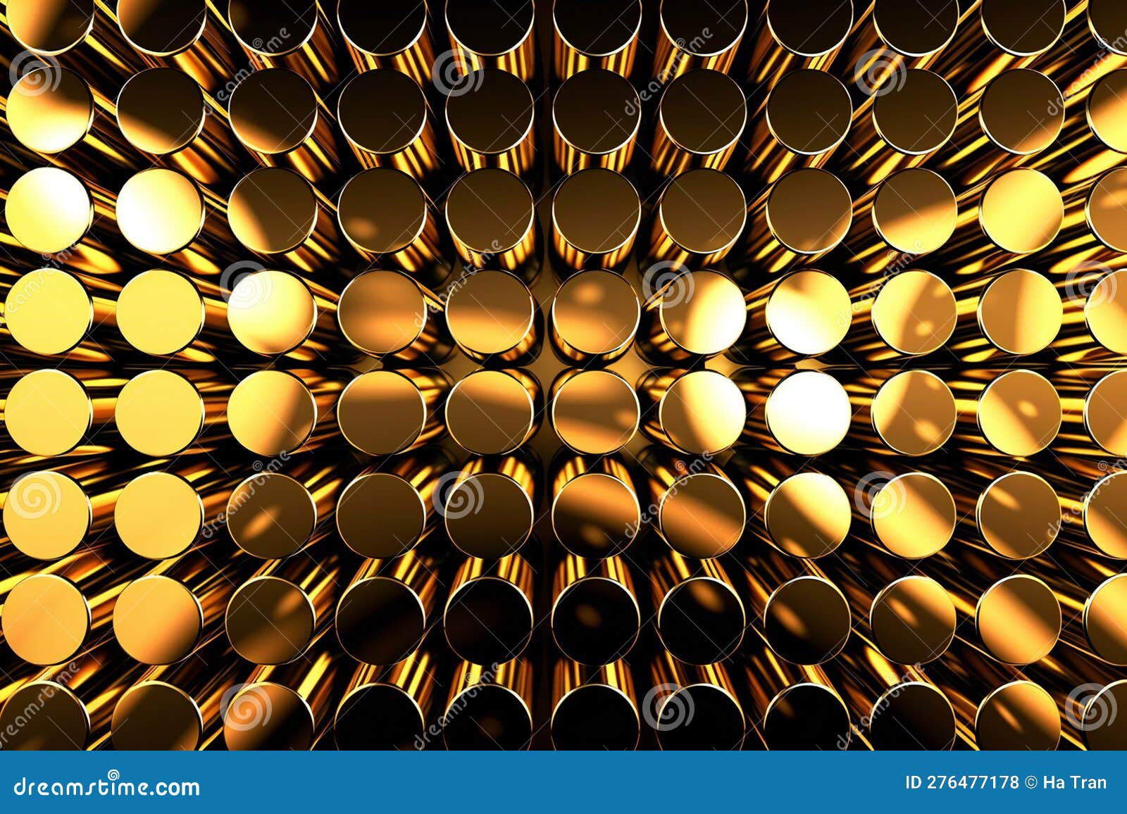 Abstract of Metal Pipes Background with Lights and Reflections Stock