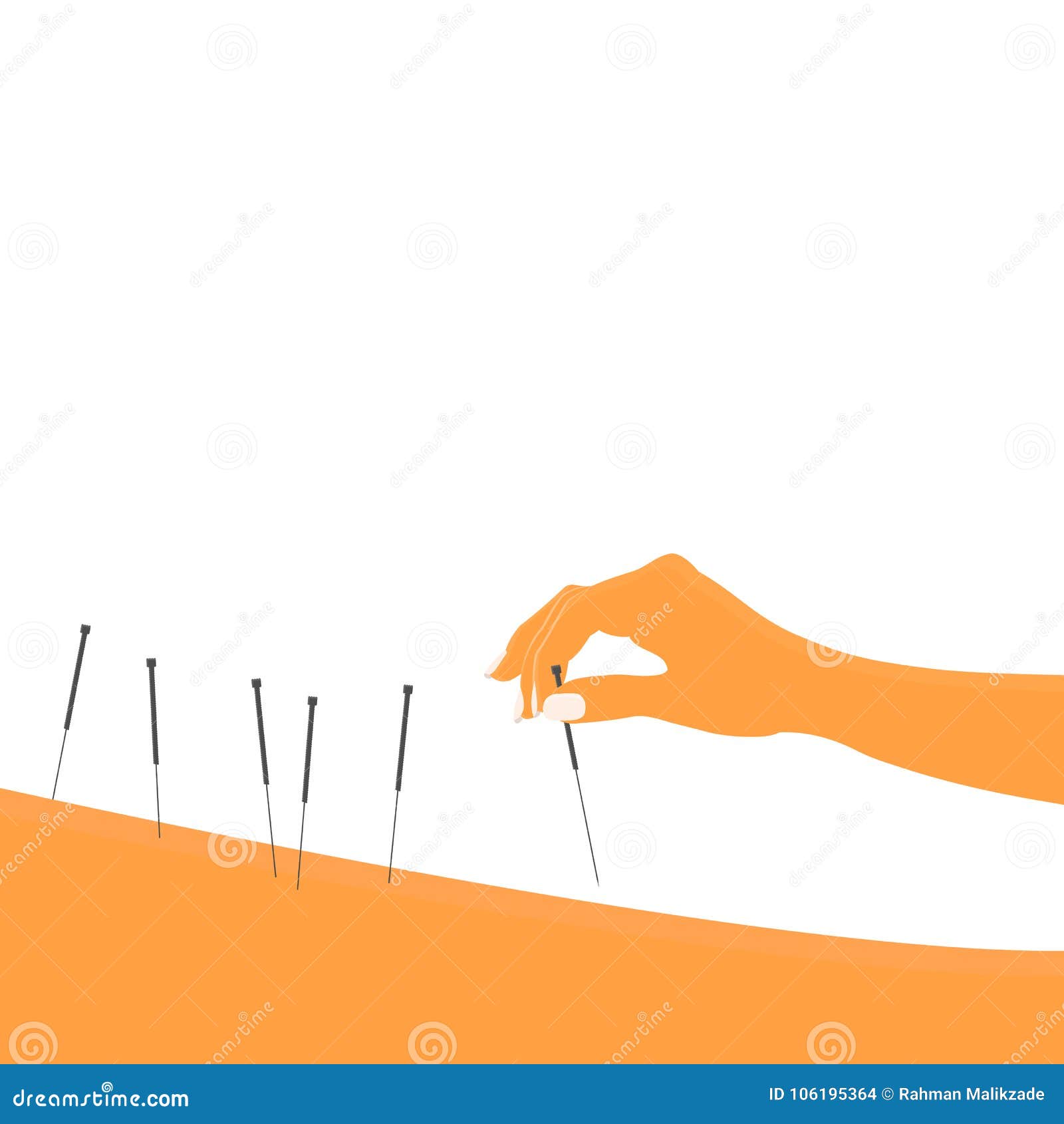 Illustration of Acupuncture. Hand and Needle for Acupuncture Stock