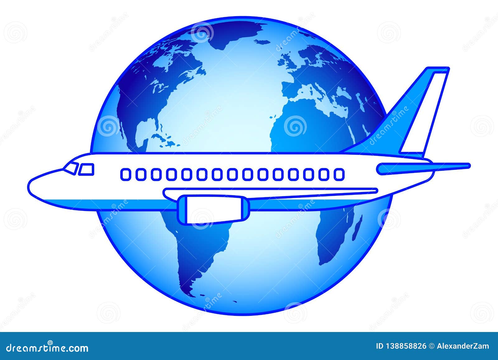 Aeroplane and Globe Illustration Stock Vector - Illustration of ...